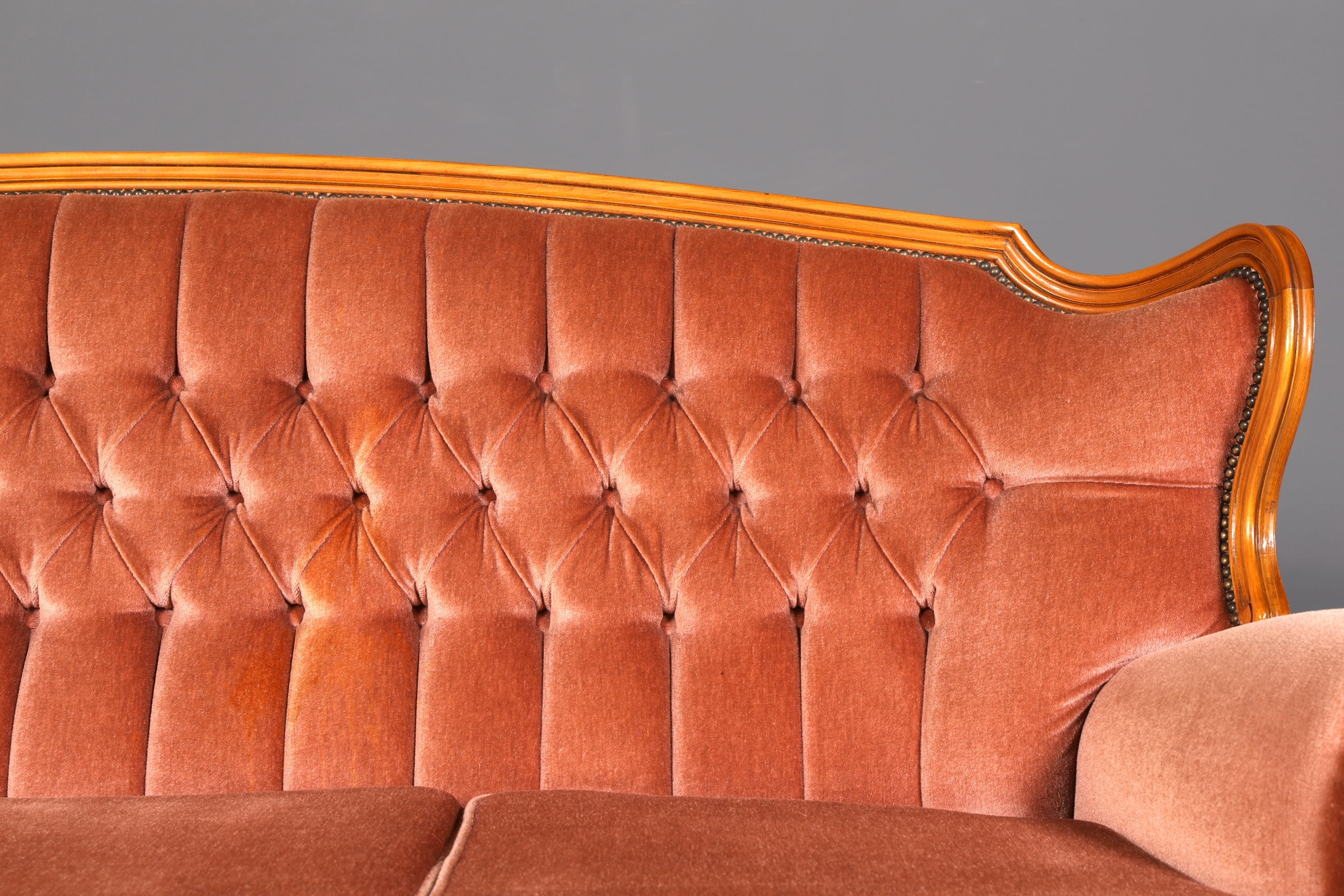 Elegant Chippendale Sofa Baroque Style Velvet Fabric Couch 3-Seater Rococo Antique Upholstered Sofa