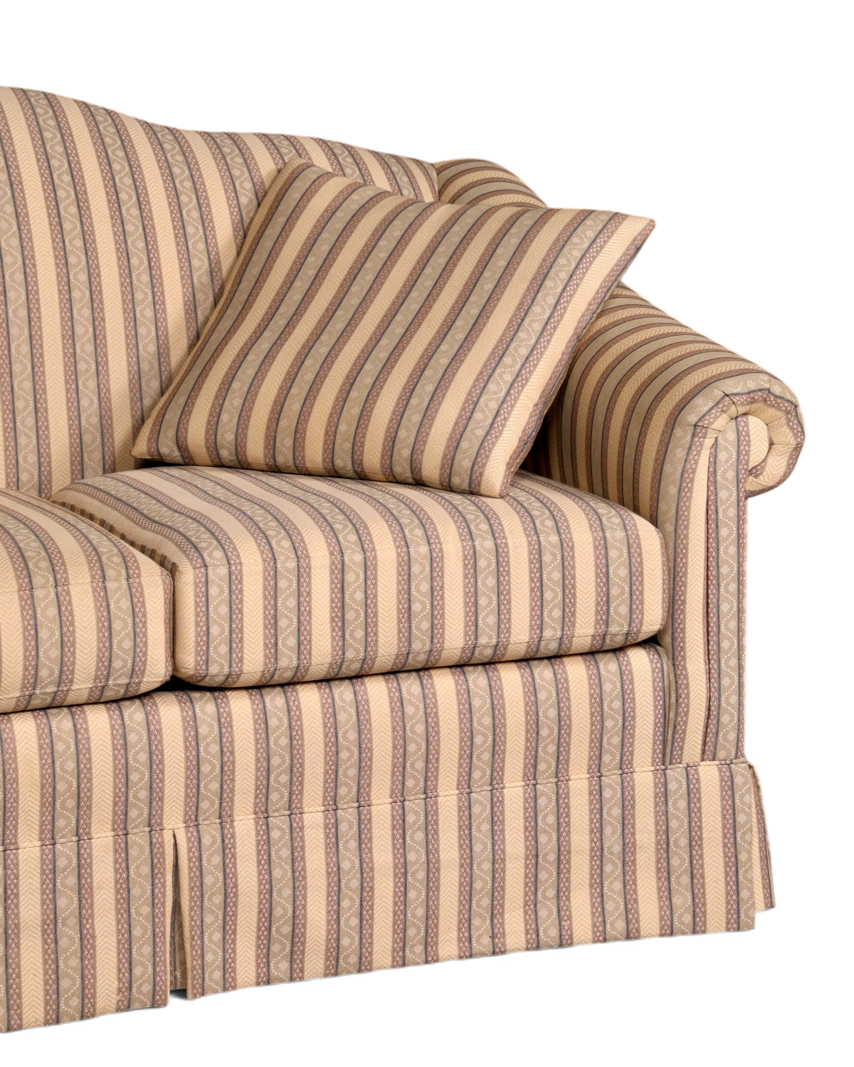 Hauptstadt Möblerei Drexel Heritage 2-Sitzer Sofa mit klassischem Streifenmuster und beigem Stoffbezug