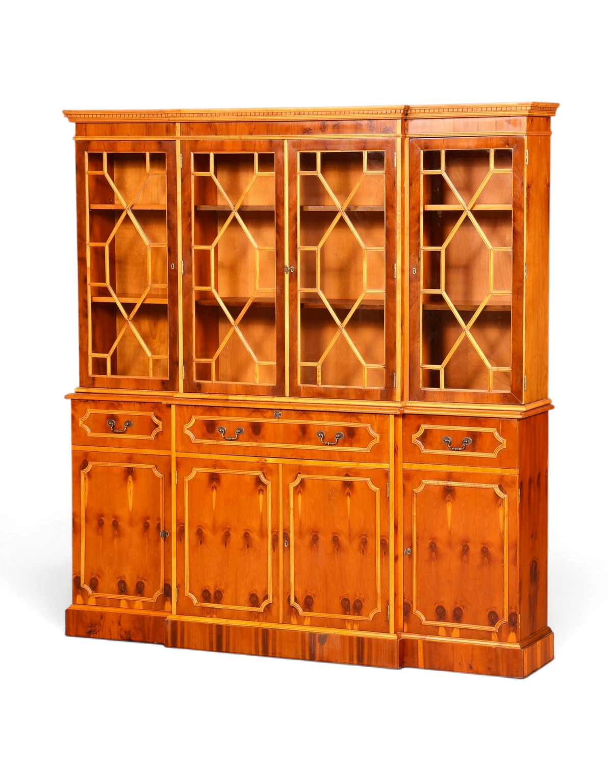 Traumhafte Englische Vitrine Bücherschrank Buffet Antik Stil Englisch Eibe Glasvitrine Bibliothek