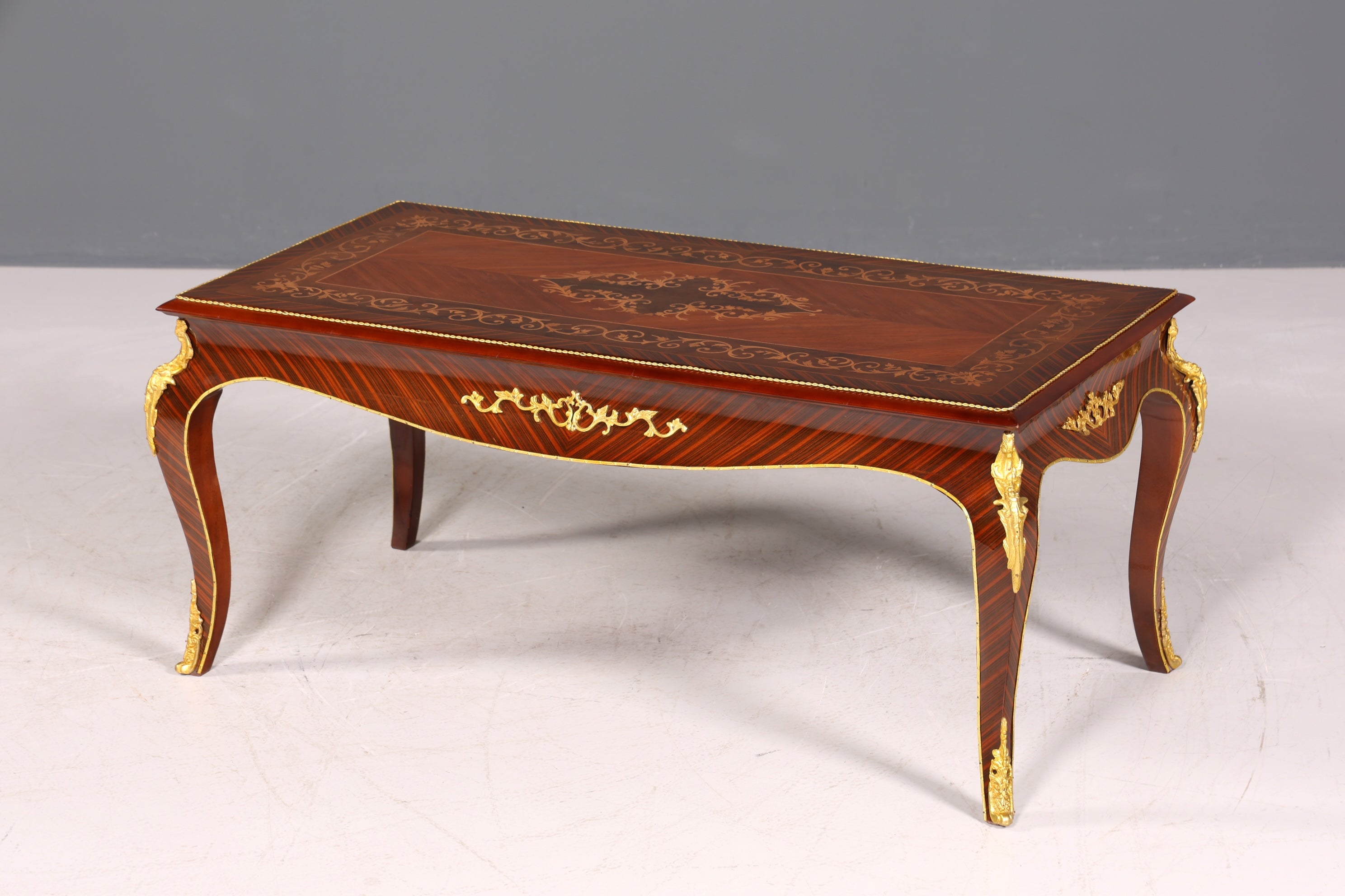 BILDER TAUSCHEN Traumhafter Barock Stil Couchtisch Intarsien Antik Messing Wohnzimmer Tisch Ablage