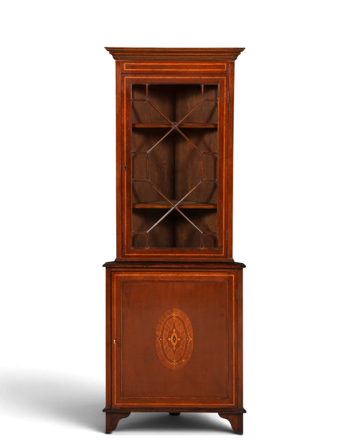 G577 Finish cm Wunderschöne Englische Eckvitrine Mahagoni Antik 60s echt Holz Schrank Eckschrank Glasvitrine (Kopie)