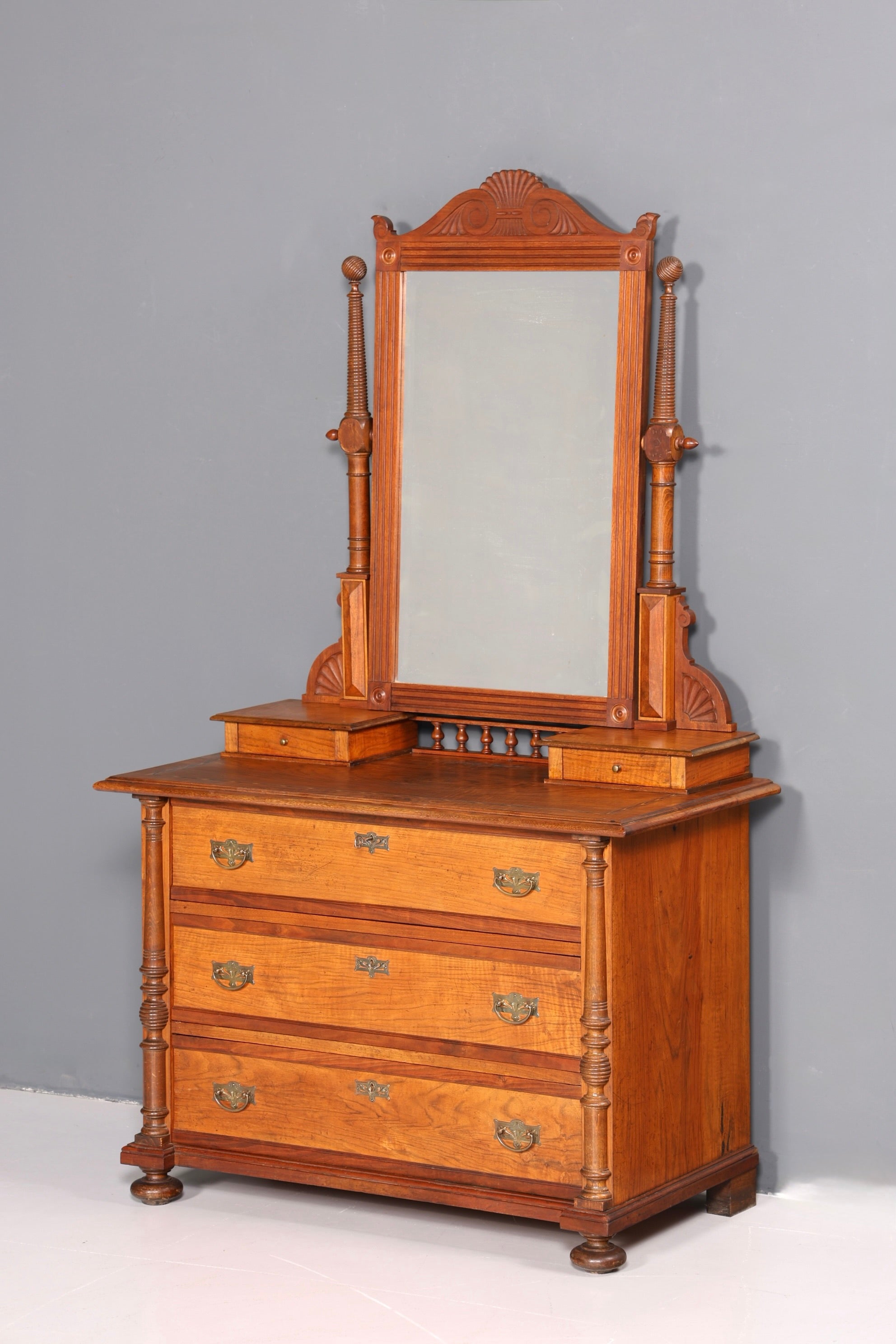 F972 Finish cm Traumhafte Louis Philippe Kommode mit Spiegelaufsatz Gründerzeit Holz Schrank Antik Flurschrank um 1880