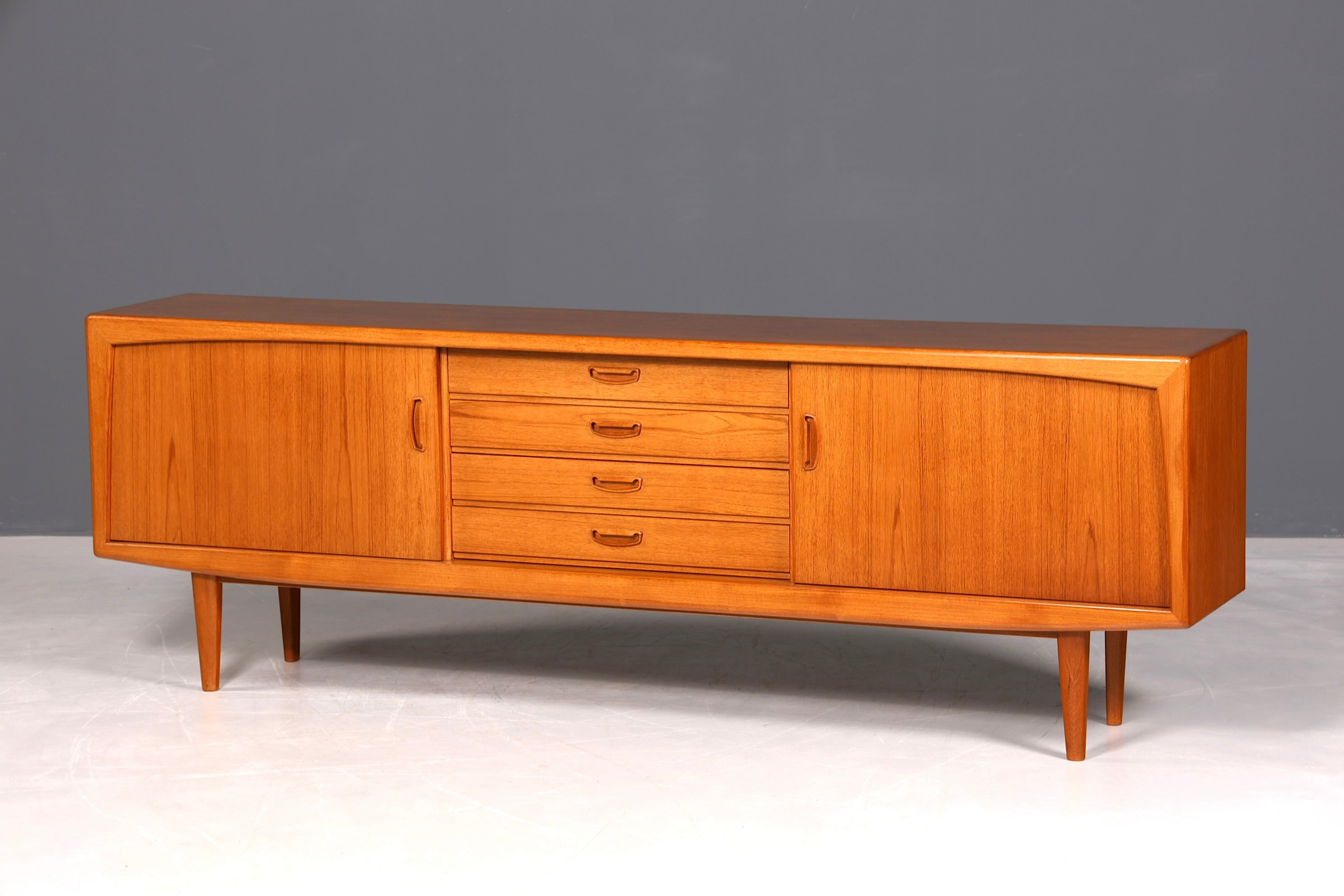 F960 Finish cm Schlichtes Mid Century Sideboard Vintage TV Kommode 60s Schrank Longboard Retro Lowboard