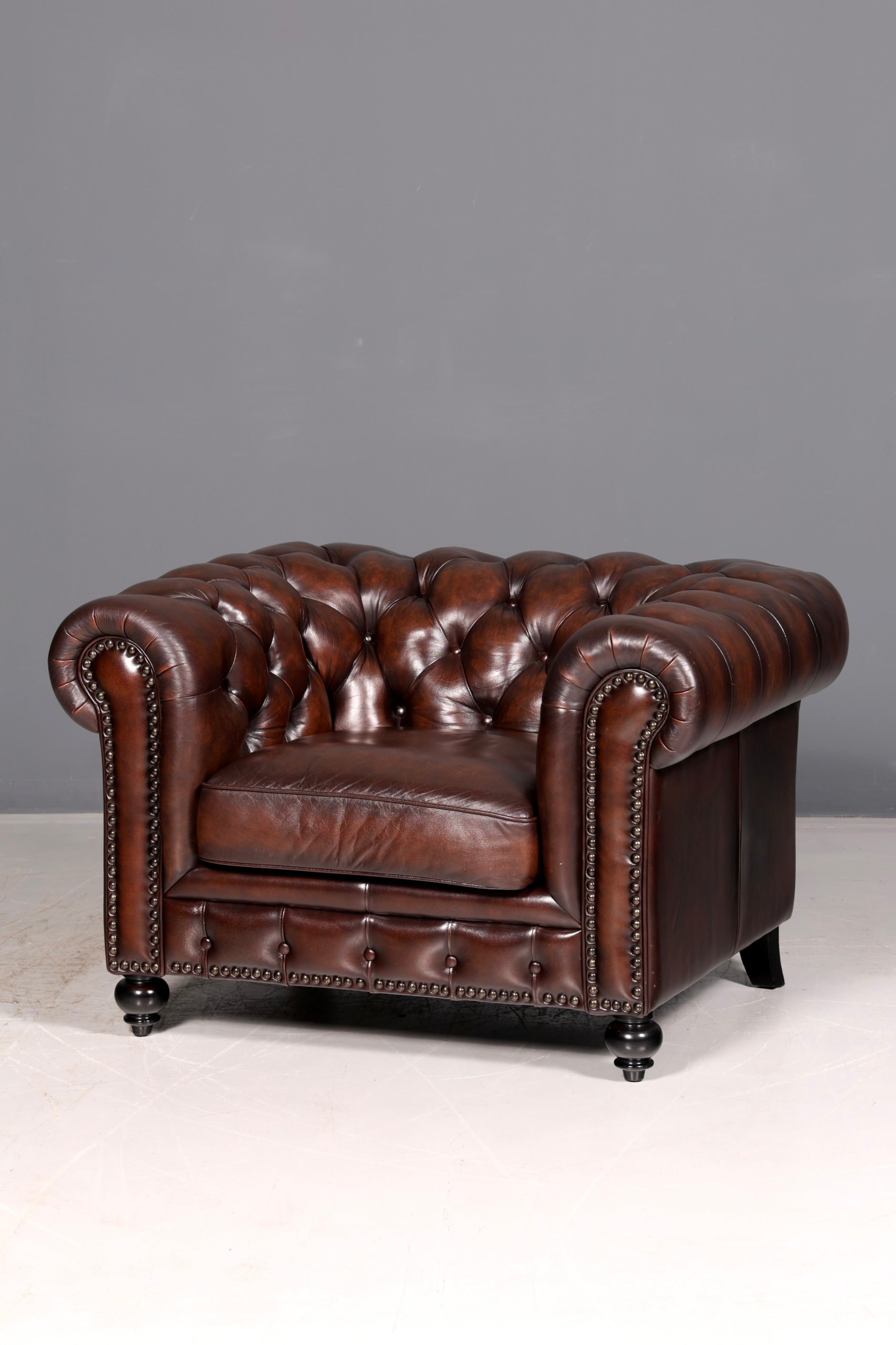 Edler Original Chesterfield Sessel Englischer Armlehnsessel Herrensessel Ledersessel England