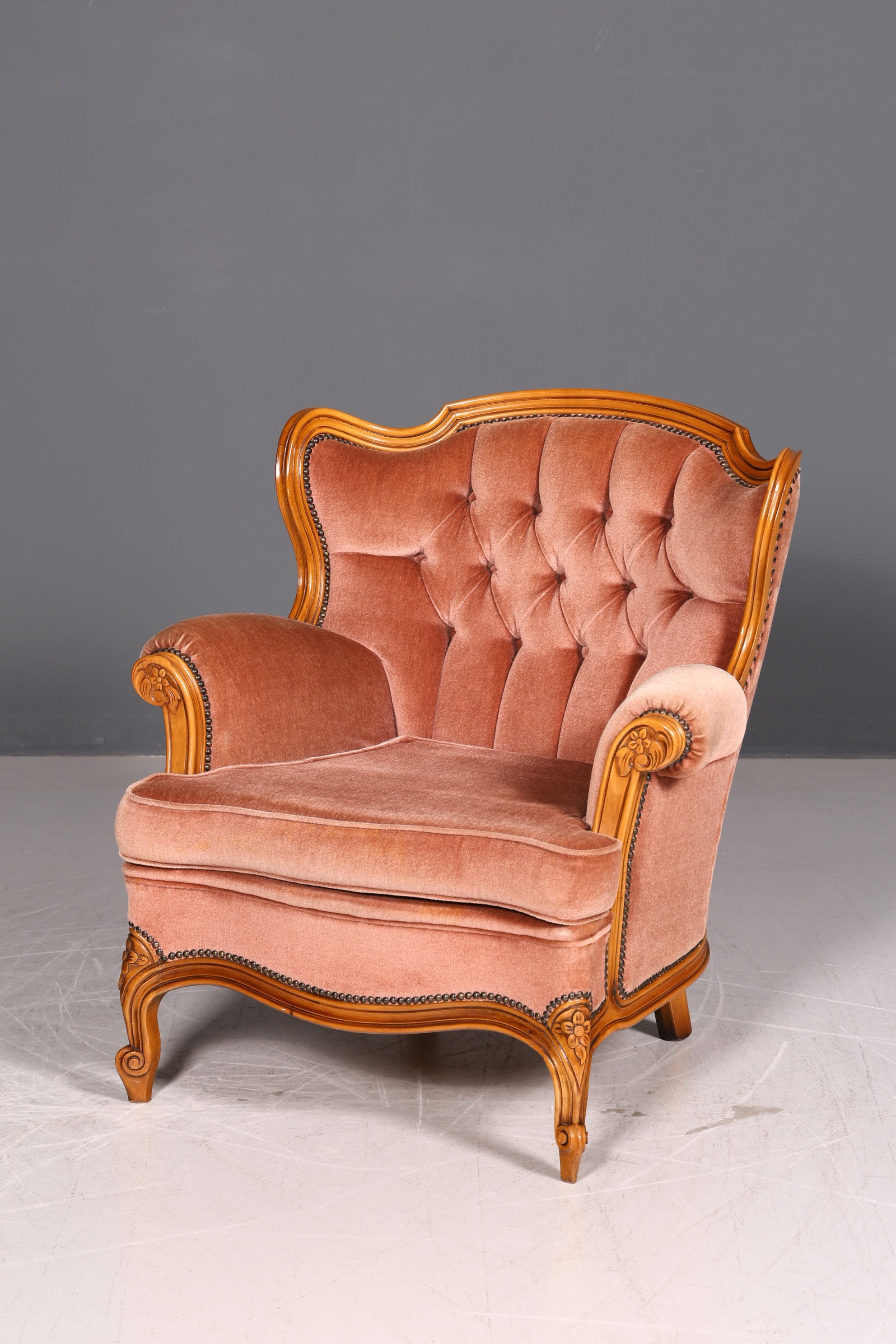 Edler Chippendale Armlehnsessel Barock Stil Samt Stoff Sessel Armchair Rococo Antik 4 von 4