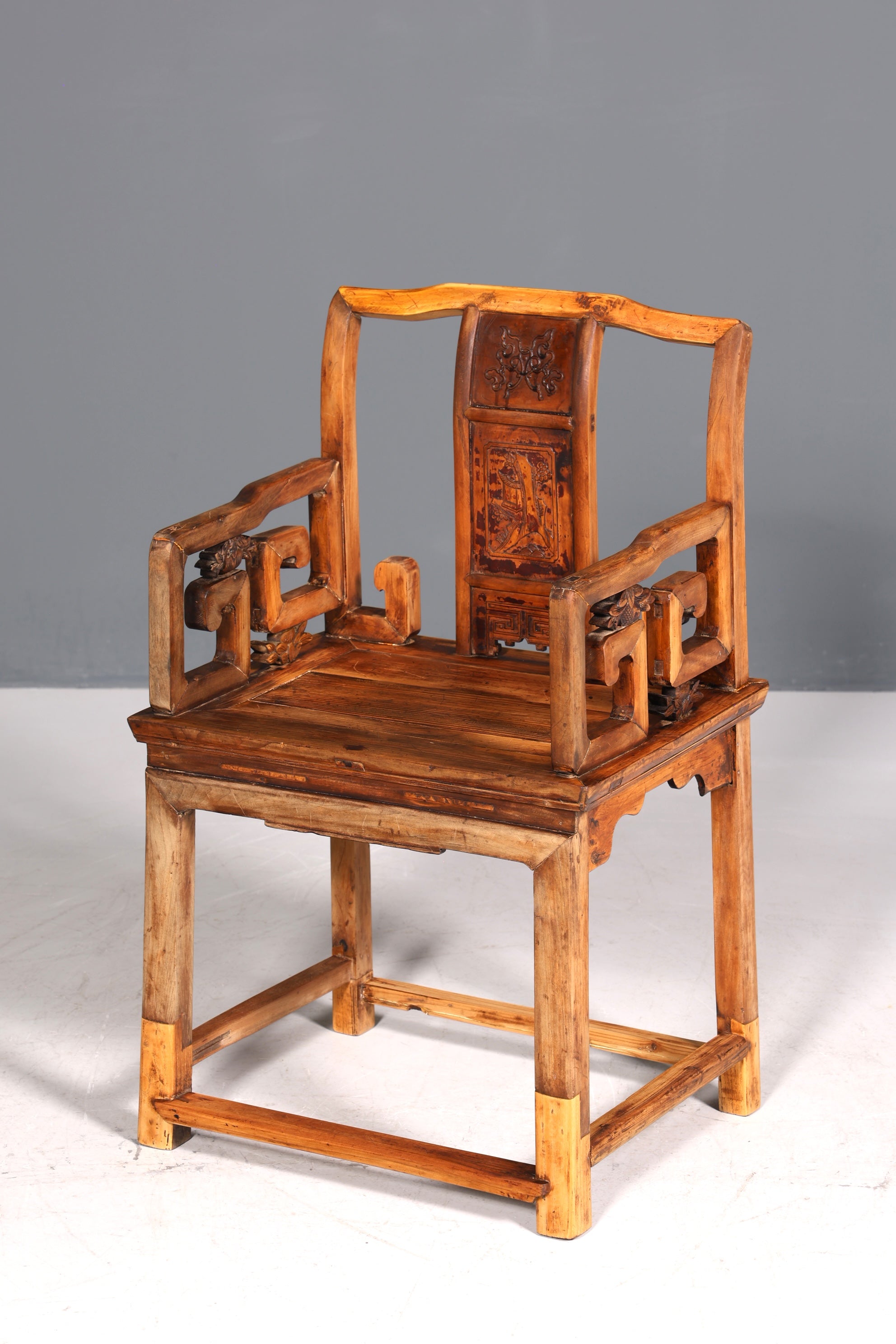 Wunderschöner Chinesischer Armlehnstuhl Stuhl China Ming Stil Qing Dynastie Holzstuhl Antik Asiatischer Sekretär Stuhl