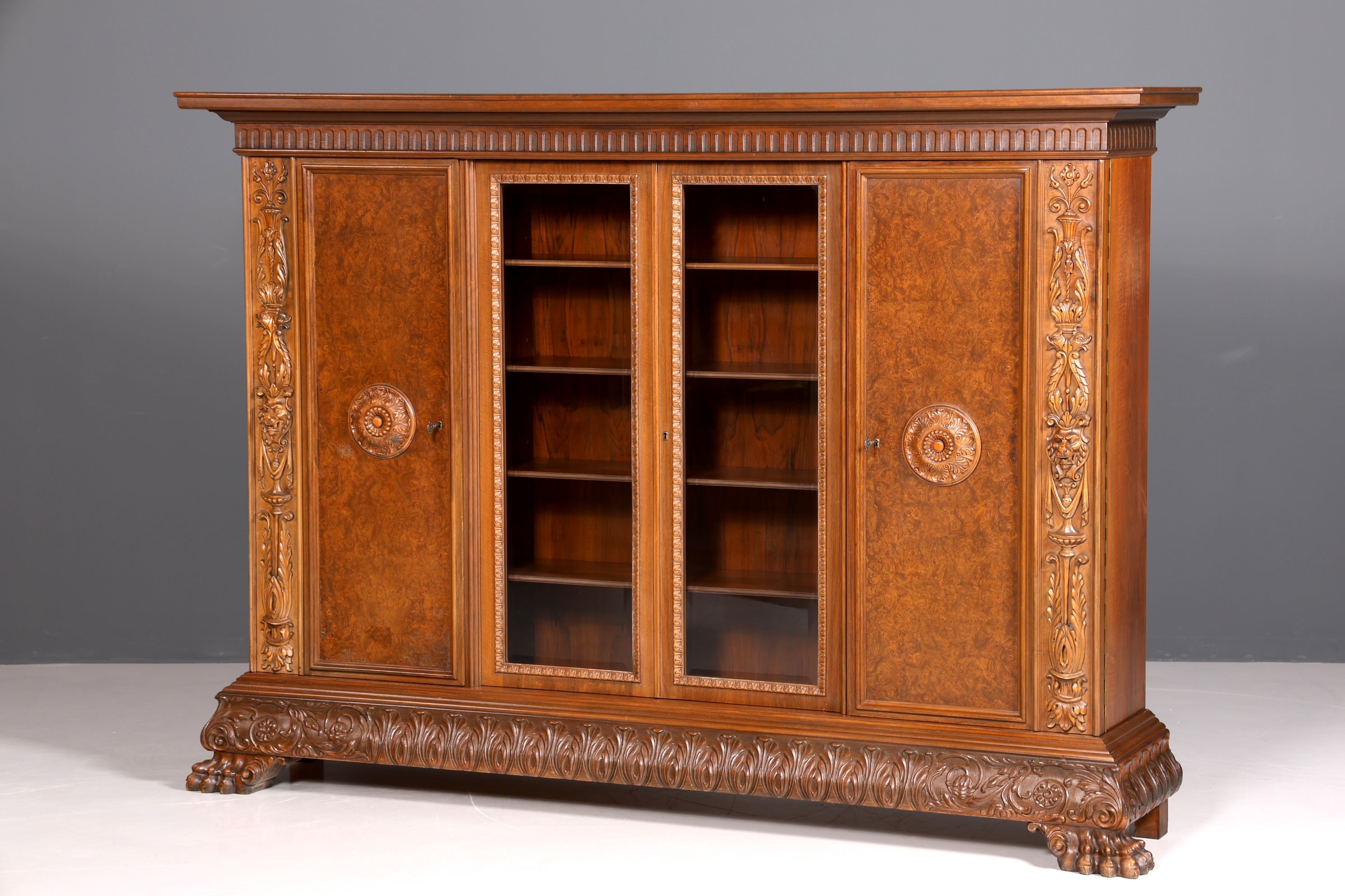 Dreamlike XXL Neo-Renaissance bookcase, antique display cabinet, gentleman&