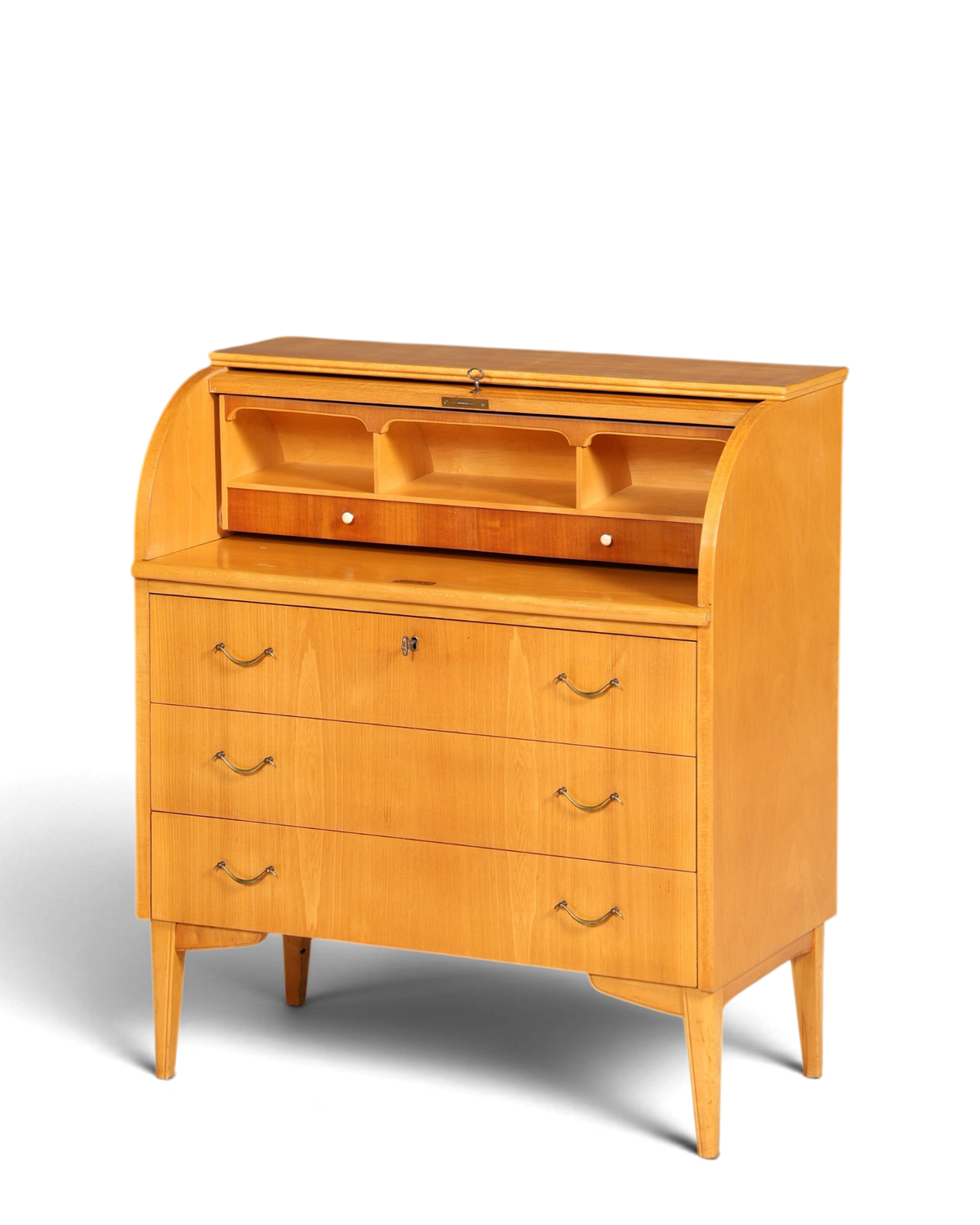 Stilvoller Mid Century Rollladen Sekretär echt Holz Büro Schrank Vintage Schreibkommode