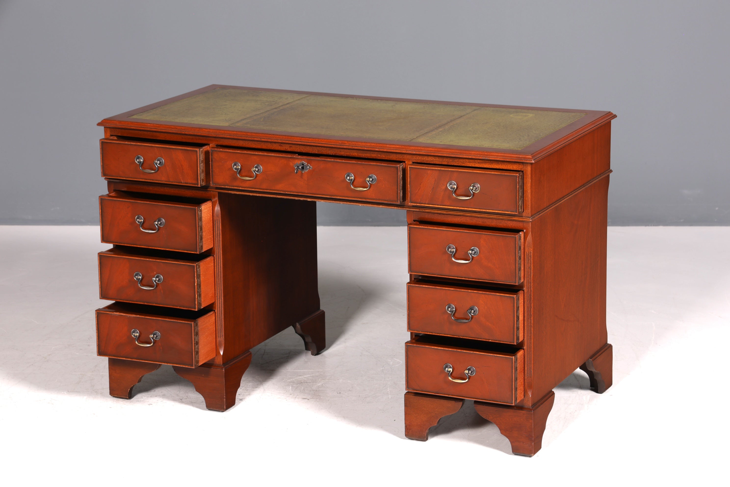 Beautiful English desk real leather office table antique style office desk