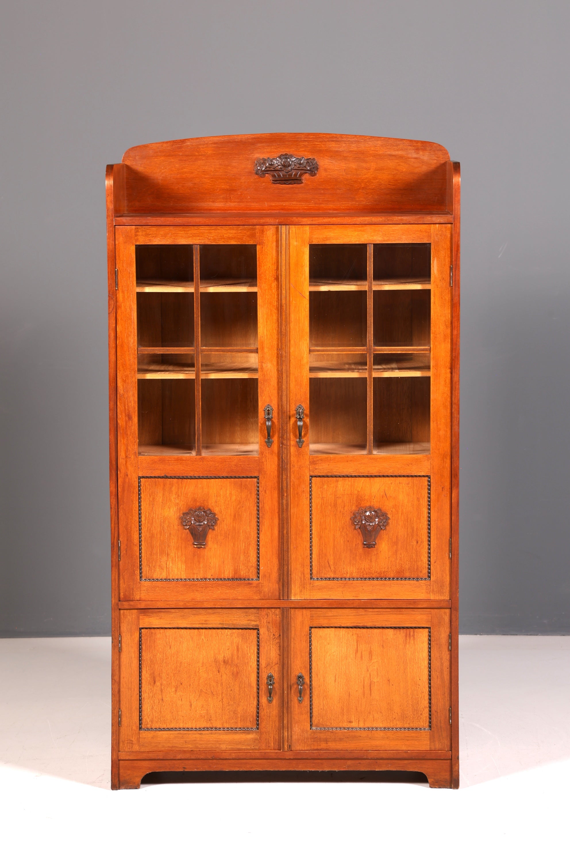 Traumhafte Jugendstil Vitrine Antik Holz Bücherschrank Eiche Antik Schrank Geschirrschrank