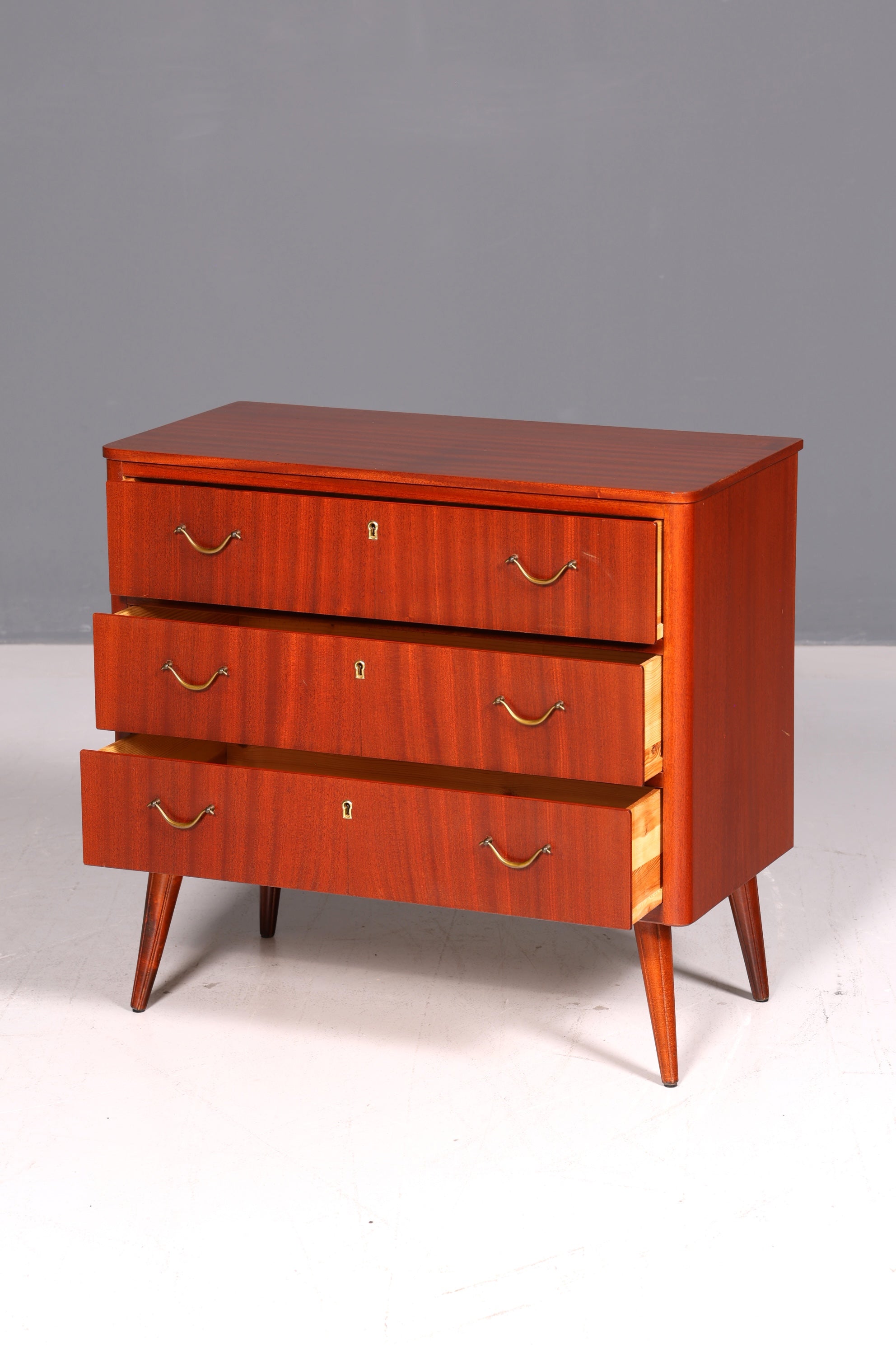 Wunderschöne Mid Century Schubladenkommode Vintage Flurkommode 60s Sideboard Designklassiker Holz