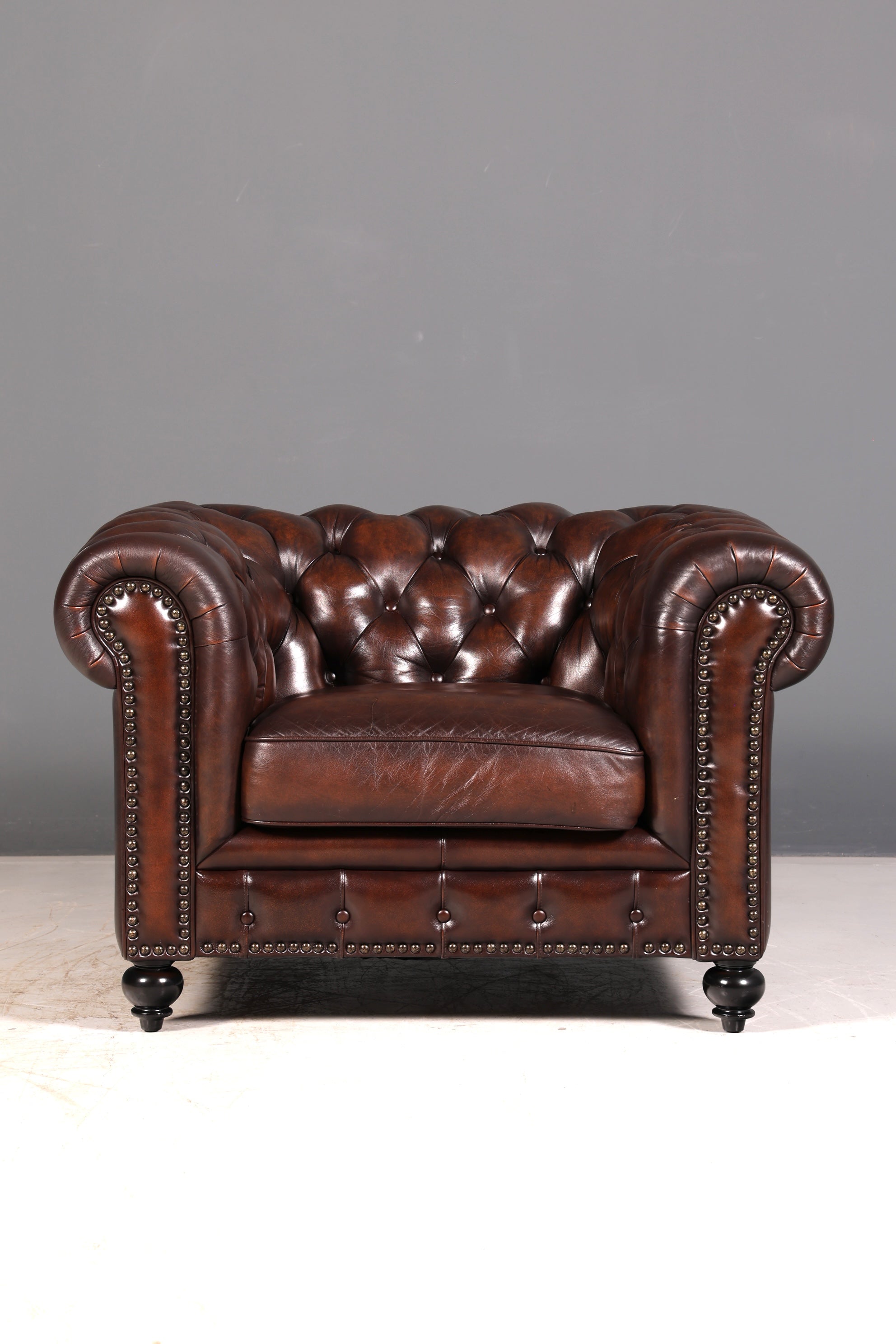 Edler Original Chesterfield Sessel Englischer Armlehnsessel Herrensessel Ledersessel England