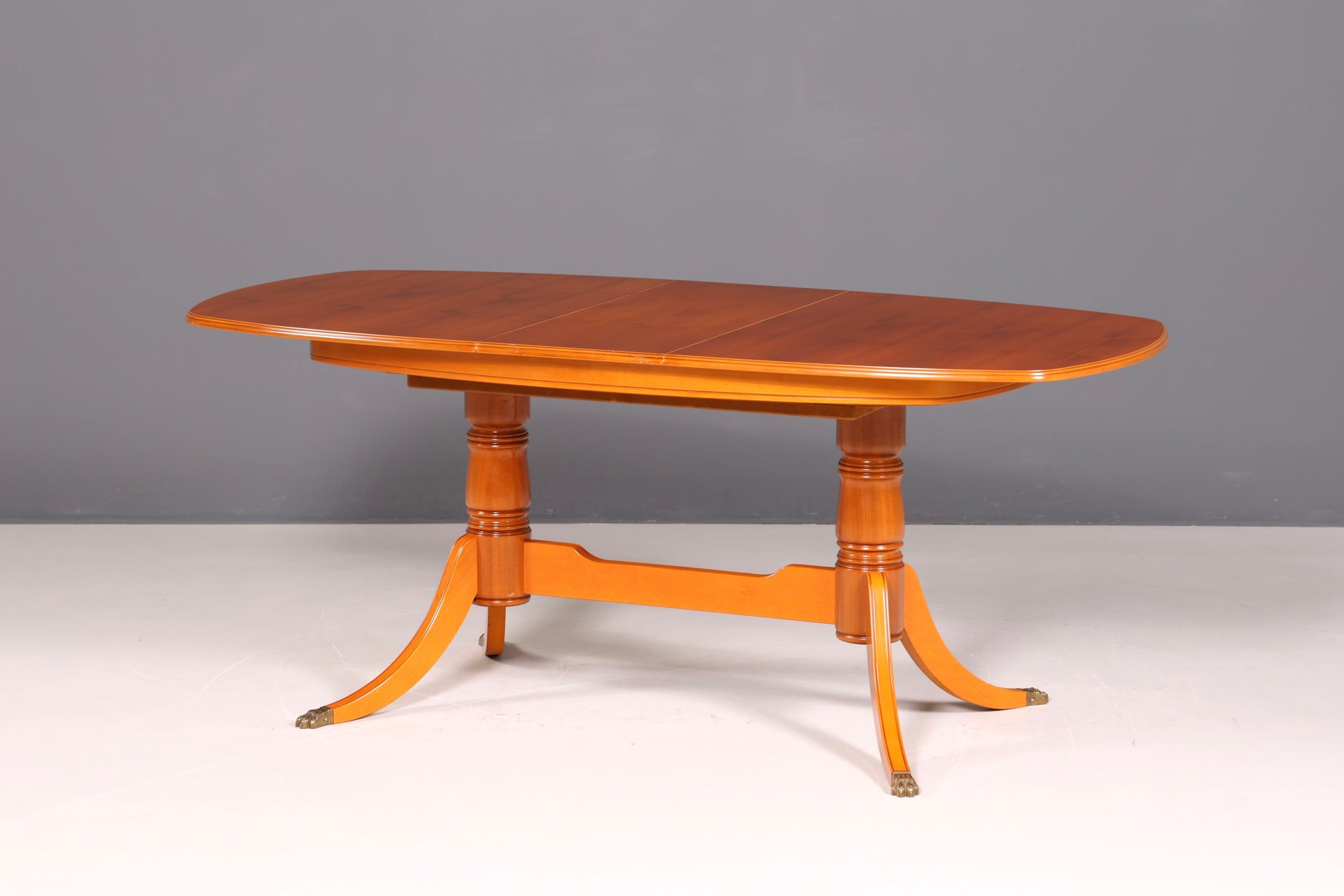 G092 Finish cm Wunderschöner Englischer Tisch ausziehbarer Esstisch Antik Stil 60s Küchentisch Eibe