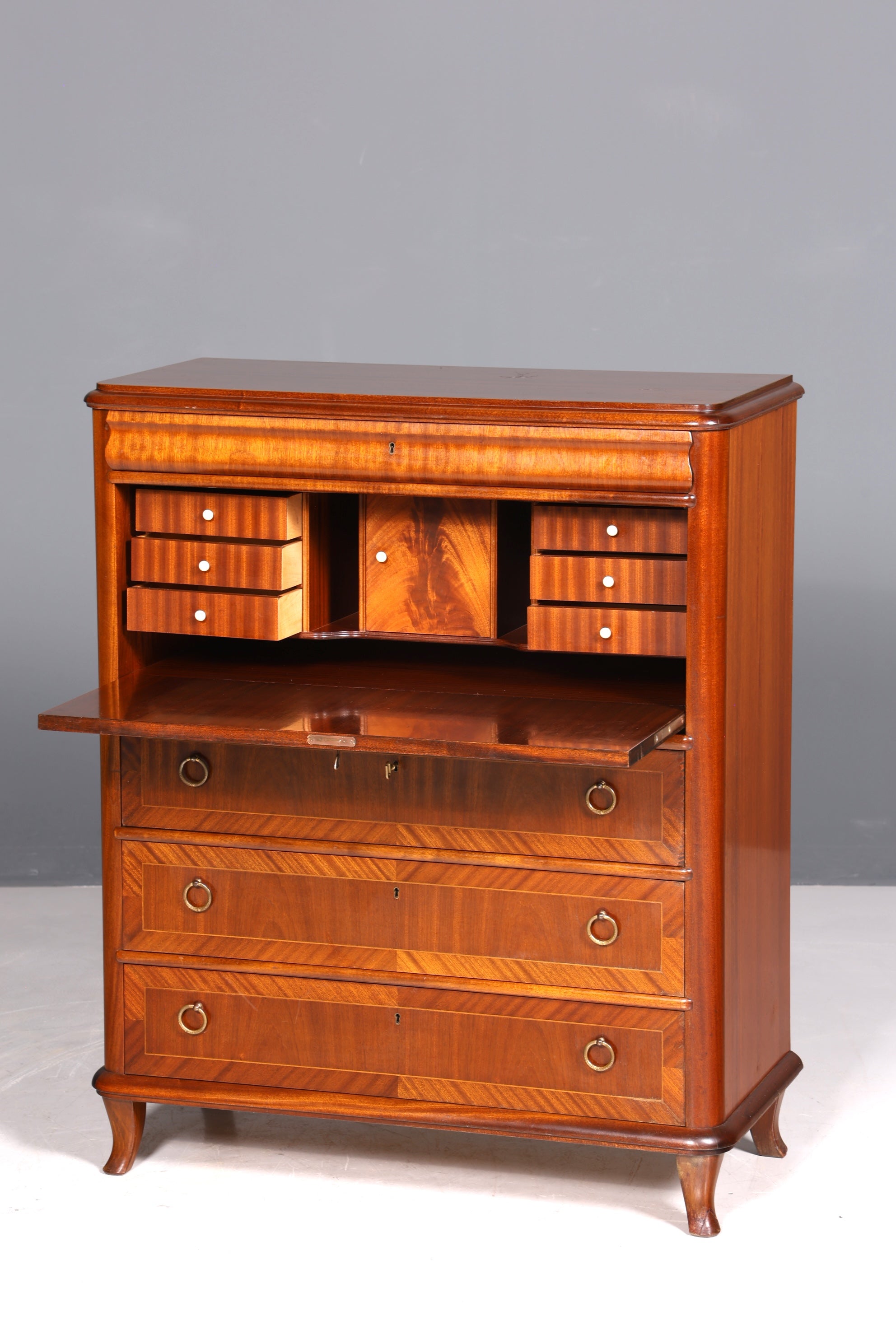Beautiful antique-style secretary desk, office chest of drawers, Art Deco style, 1950s vertiko writing desk, chest of drawers