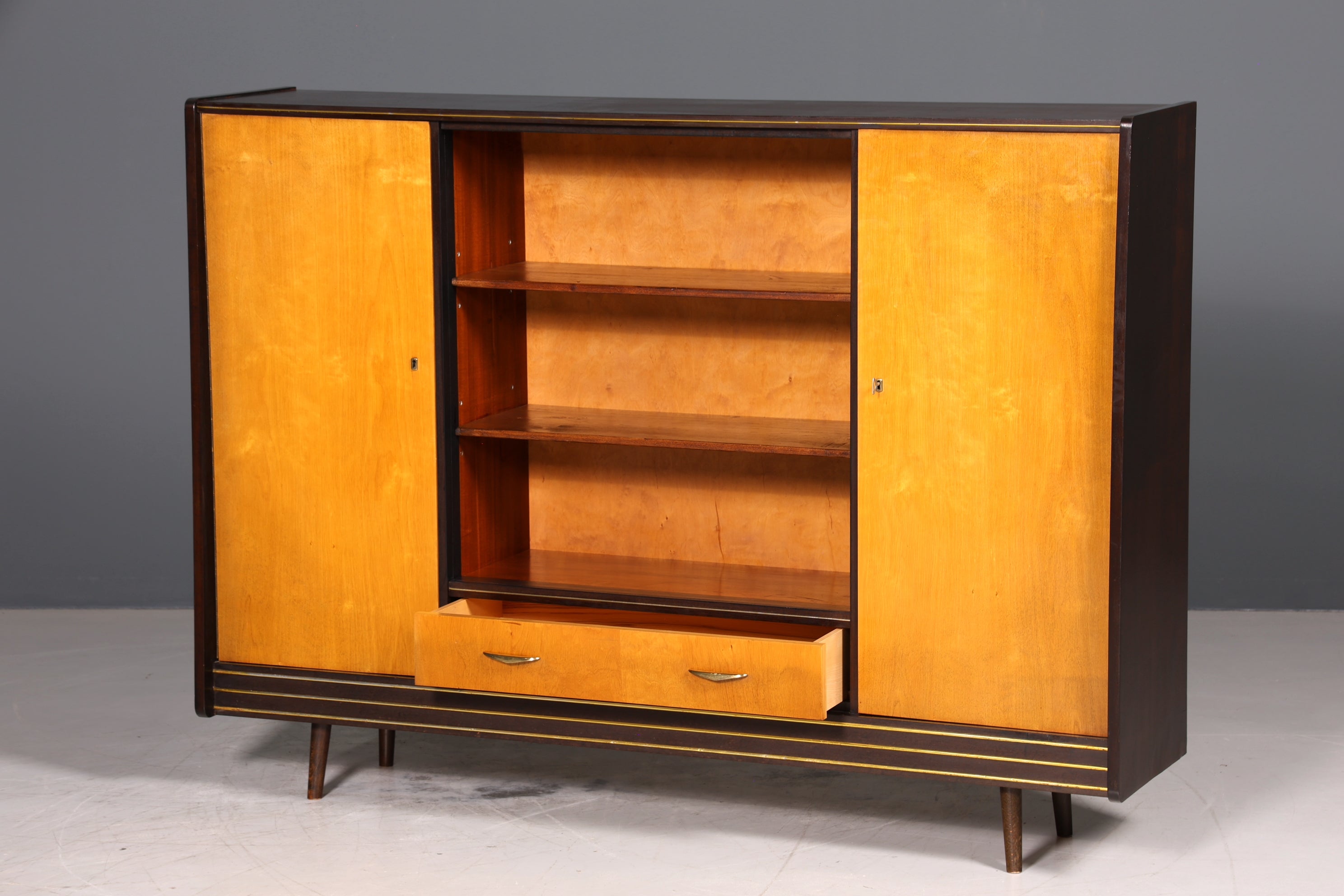 Wunderschöner Mid Century Schrank 60er Jahre Bücherregal Aktenschrank Rockabilly Wäscheschrank Regal Highboard