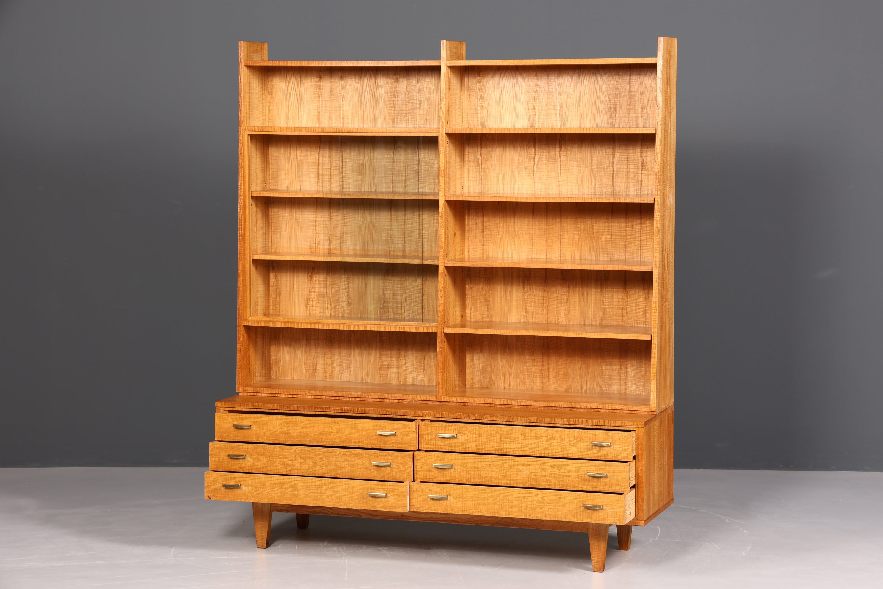 Beautiful XXL Mid Century Cabinet Bookshelf Vintage Shelf Library Wood Bookshelf