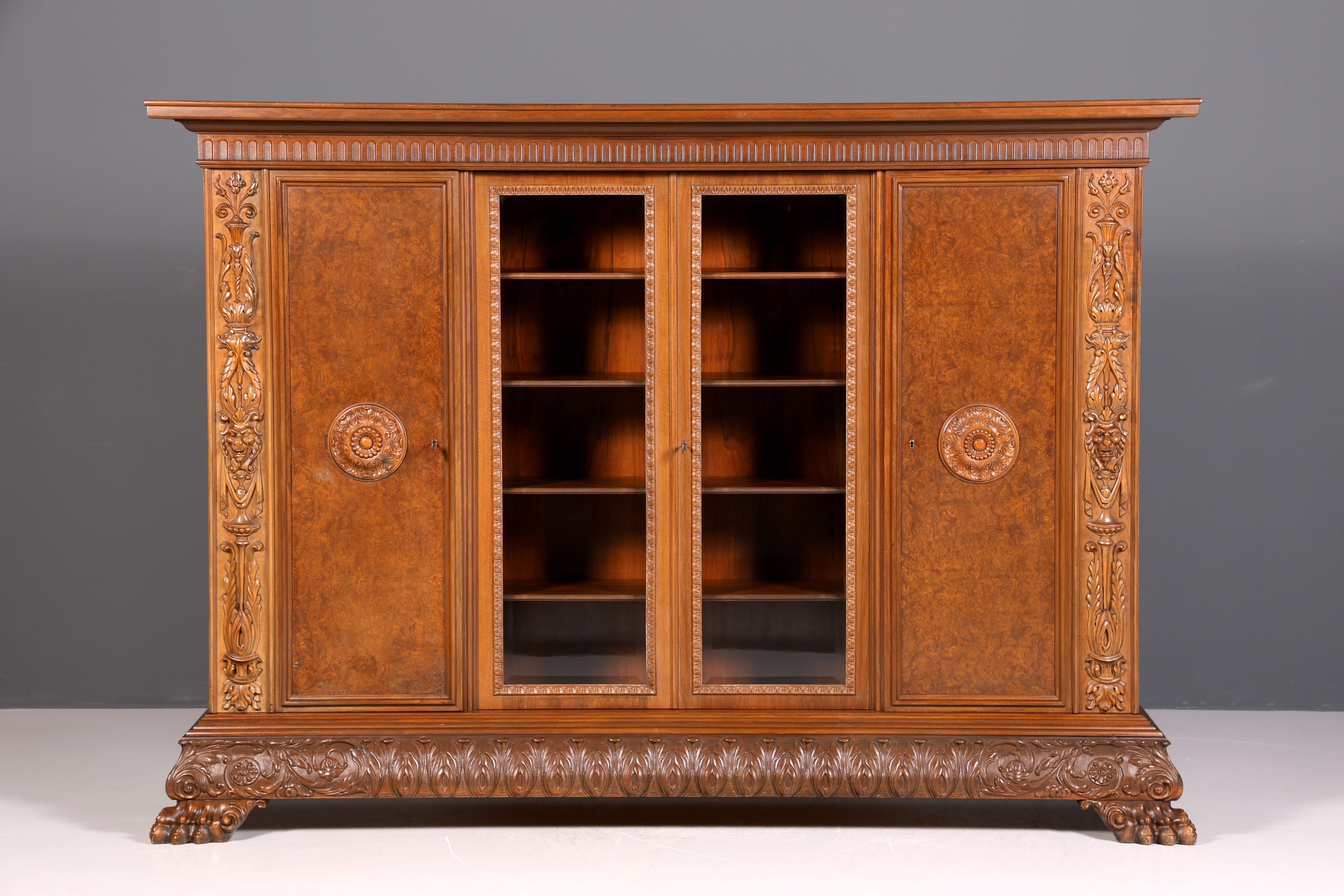 Dreamlike XXL Neo-Renaissance bookcase, antique display cabinet, gentleman&