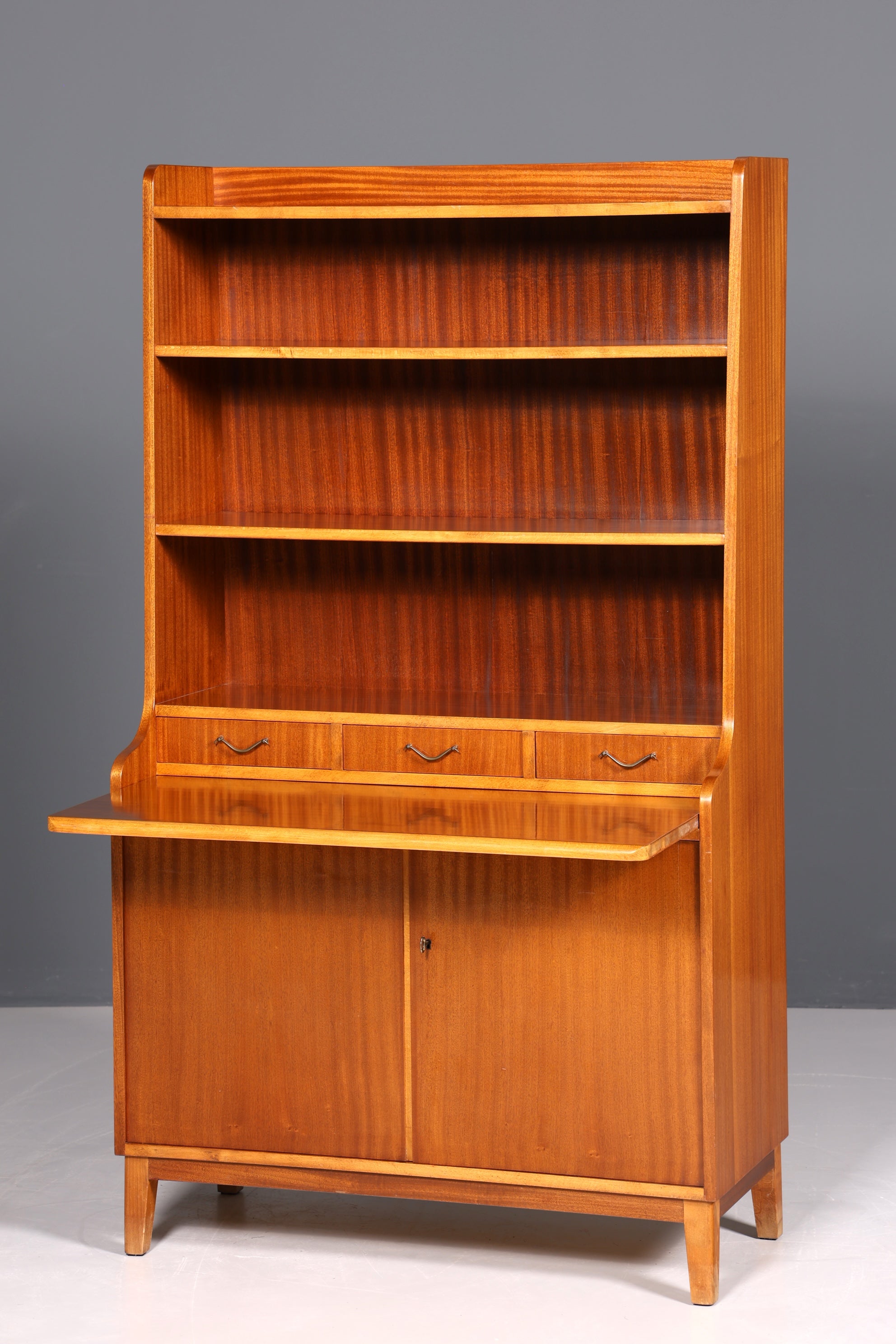 Wunderschöner Mid Century Schrank Bücherregal Vintage Sekretär Highboard Holz Regal