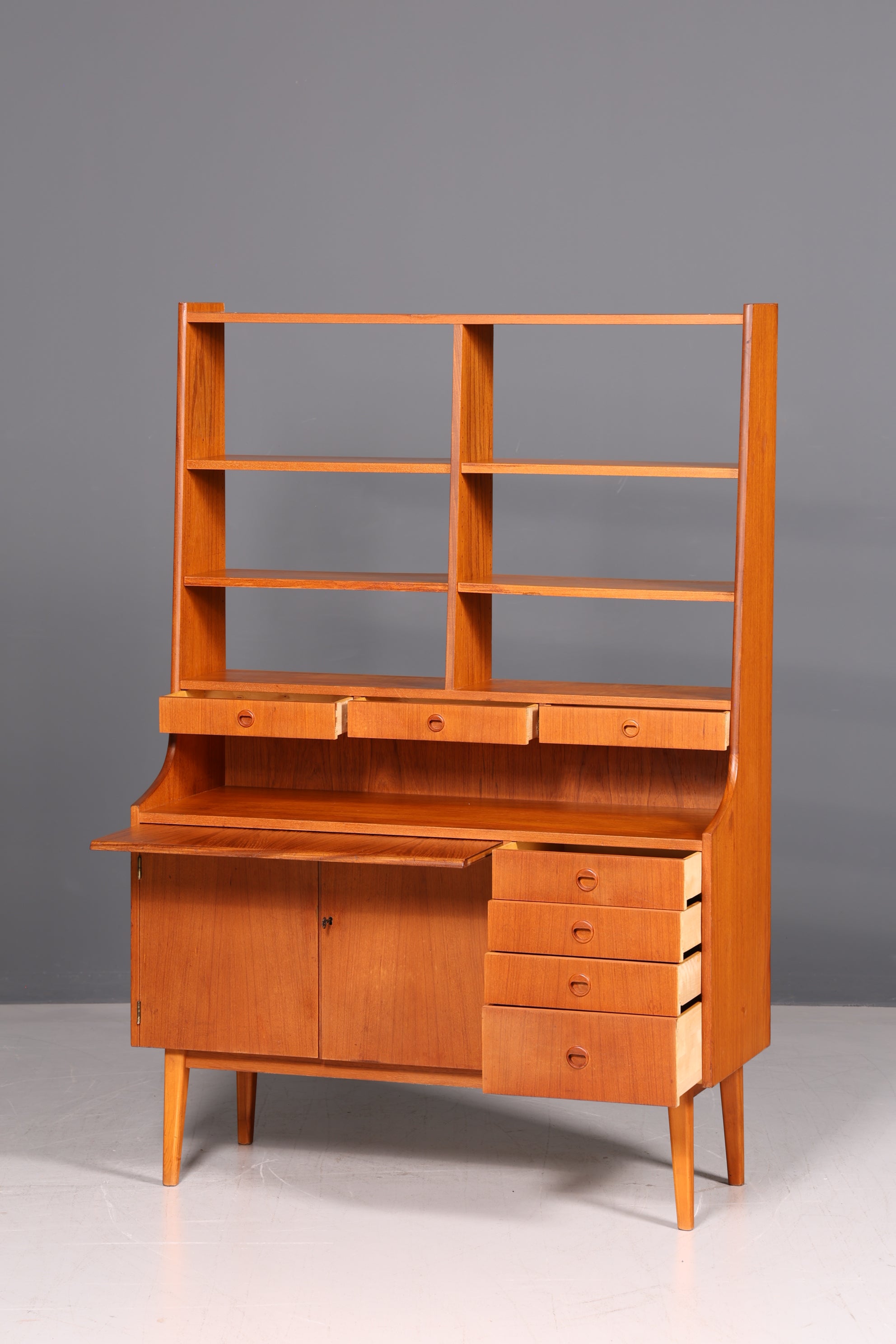 Wunderschönes Mid Century Regal Danish Design Vintage Schrank Bücherregal Highboard Retro 60er Massiv Holz Skandinavisch