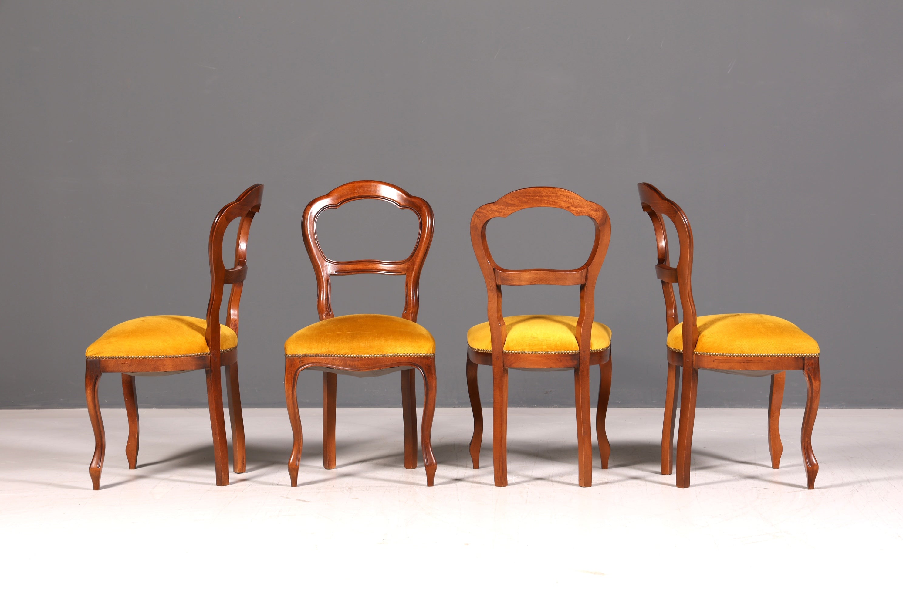 Edle 4x Louis Philippe Stühle Set um 1880 Antik Biedermeier Nussbaum Esszimmerstühle Polsterstühle Sekretär Stühle Vintage