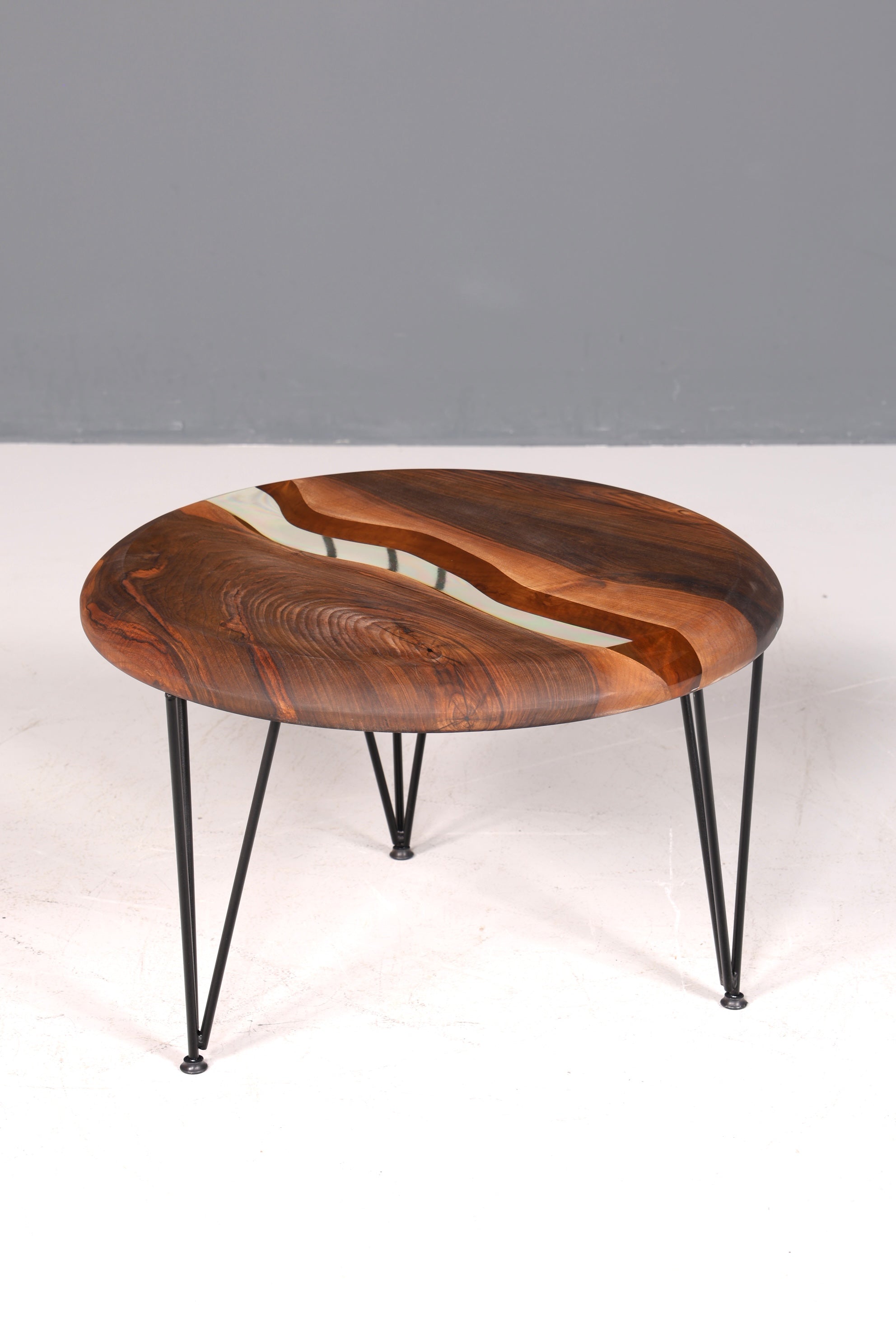 Unique epoxy resin coffee table walnut table side table green storage table