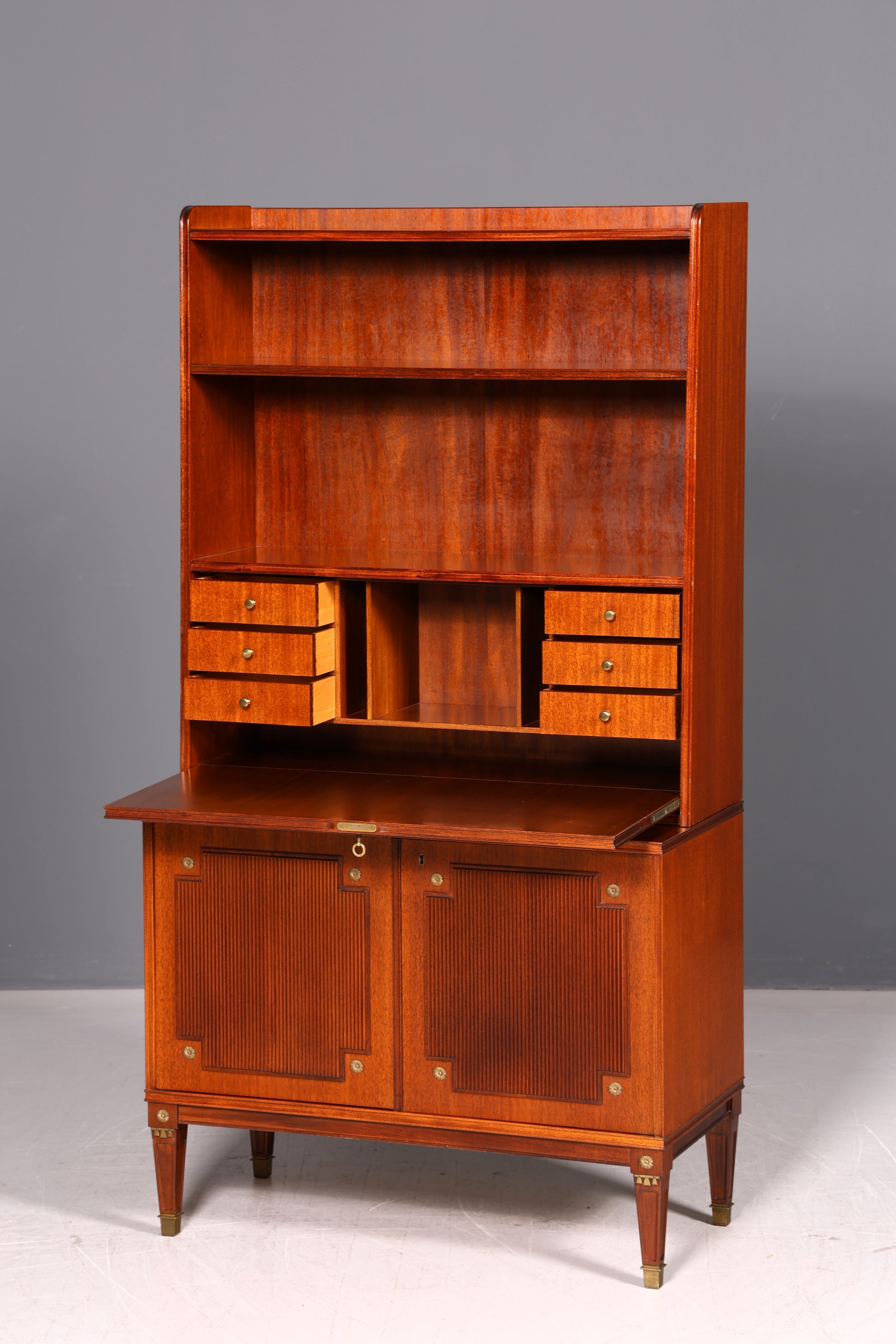 Wunderschöner Sekretär im Gustavianischen Stil Regal Bücherregal Schrank Highboard Vintage Echt Holz Antik