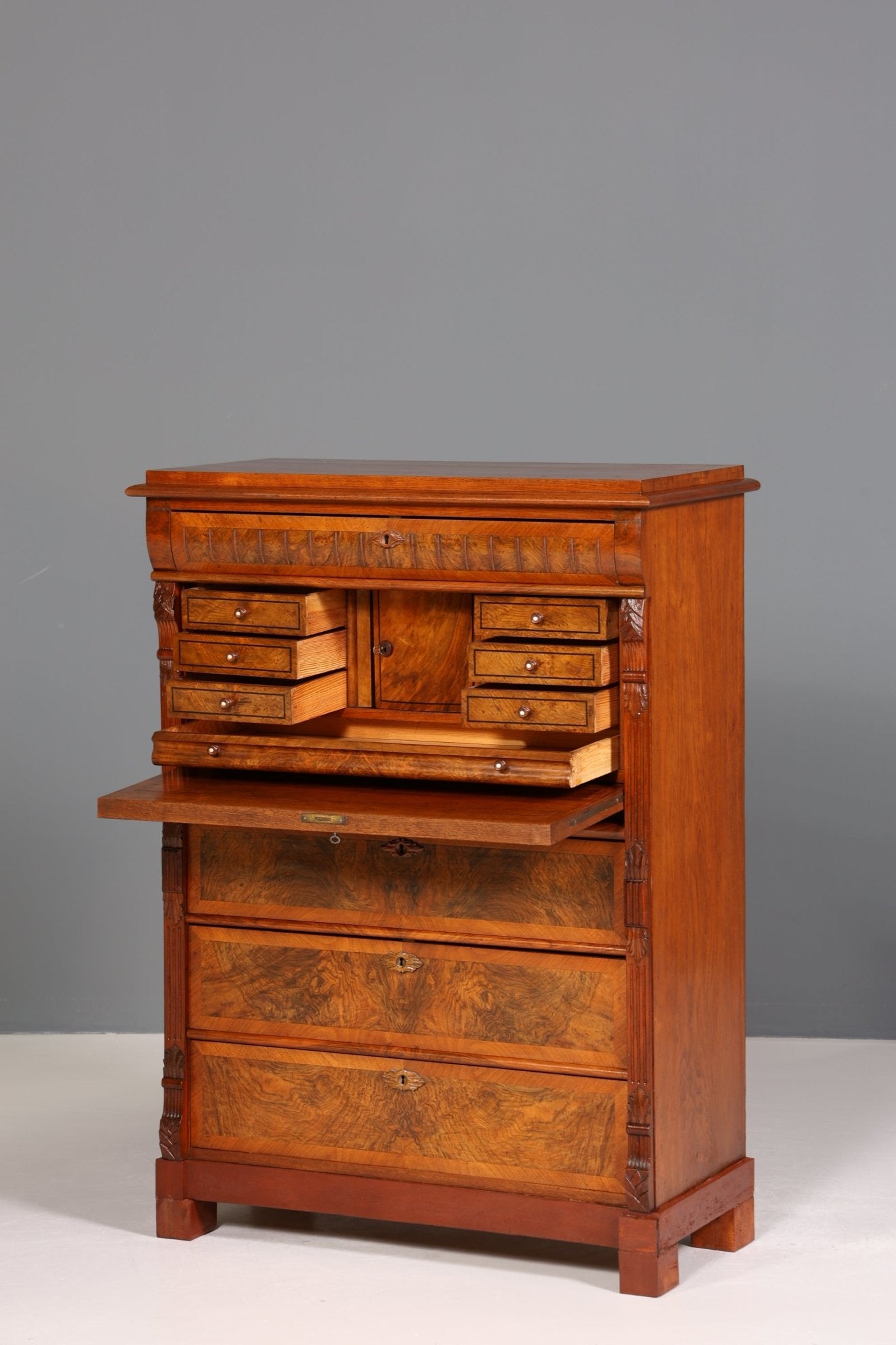 Stilvoller Gründerzeit Sekretär Vertiko Highboard Jugendstil Kommode Schrank um 1880