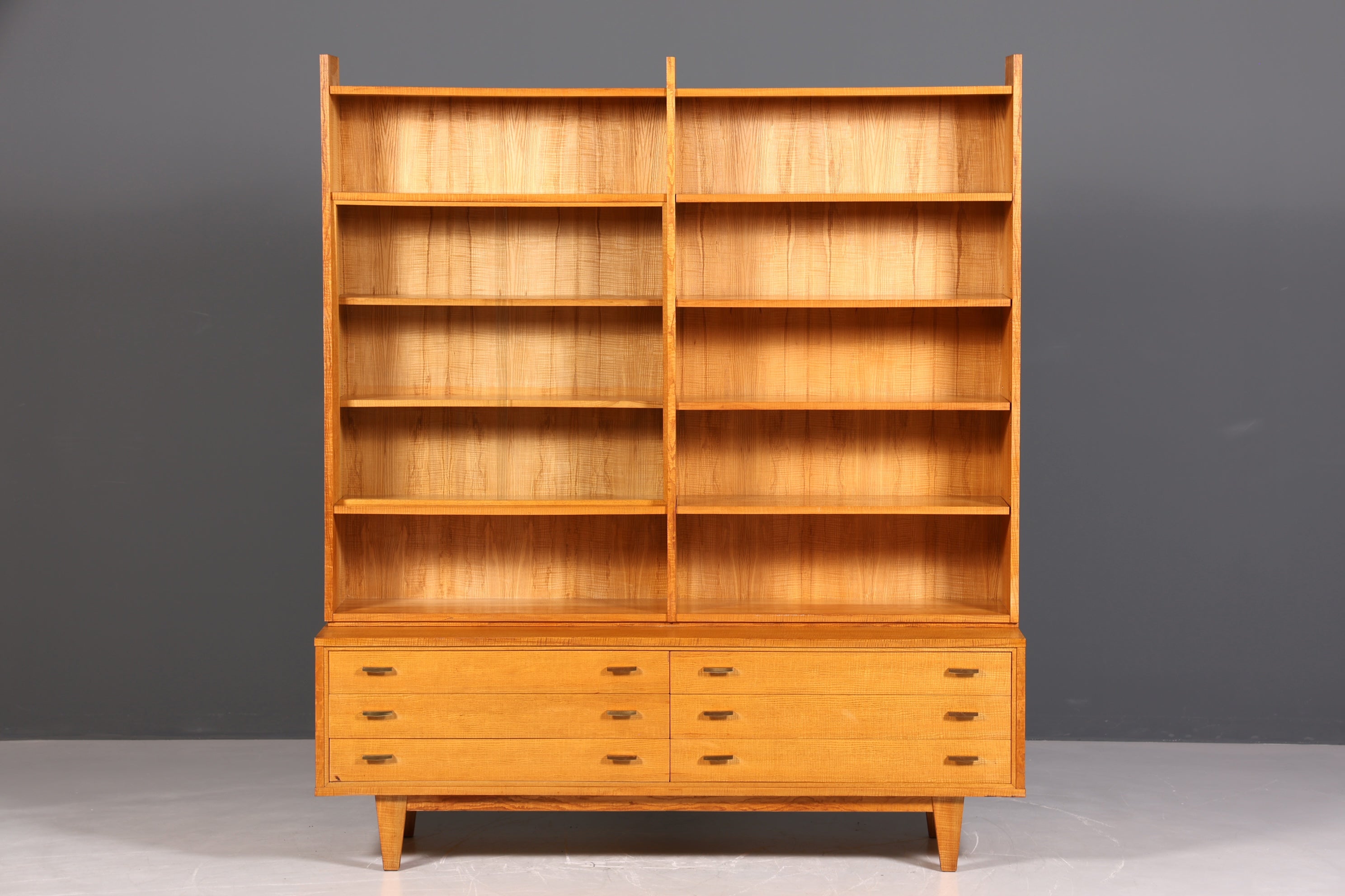 Beautiful XXL Mid Century Cabinet Bookshelf Vintage Shelf Library Wood Bookshelf