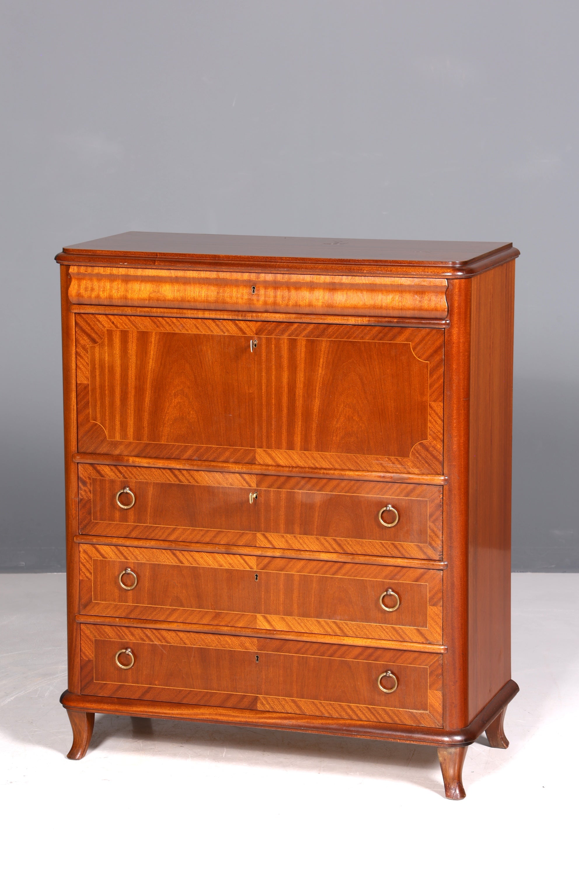 Beautiful antique-style secretary desk, office chest of drawers, Art Deco style, 1950s vertiko writing desk, chest of drawers