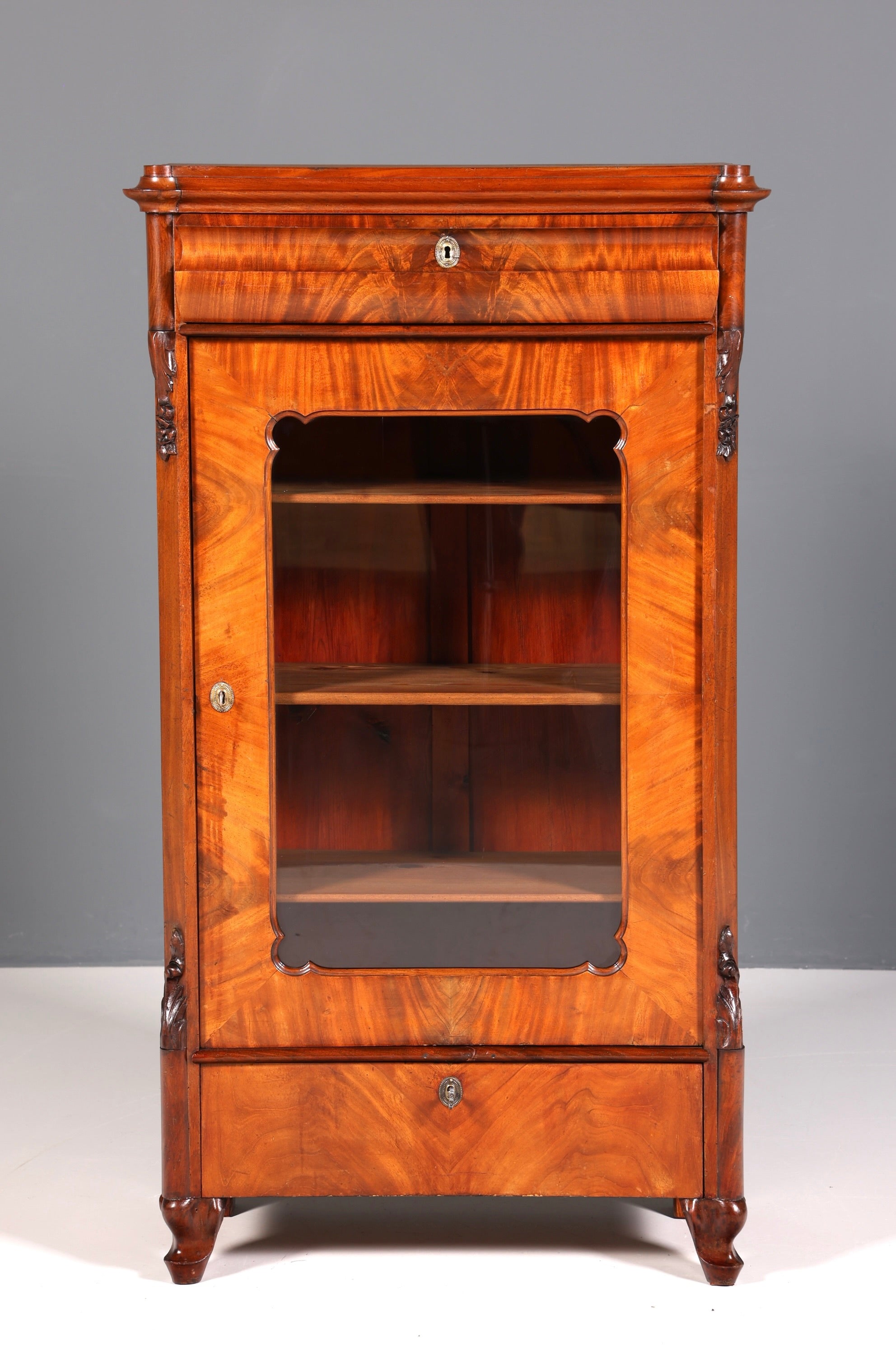 Traumhafte Louis Philippe Vitrine Antik Biedermeier Schrank echt Holz Geschirrschrank um 1880