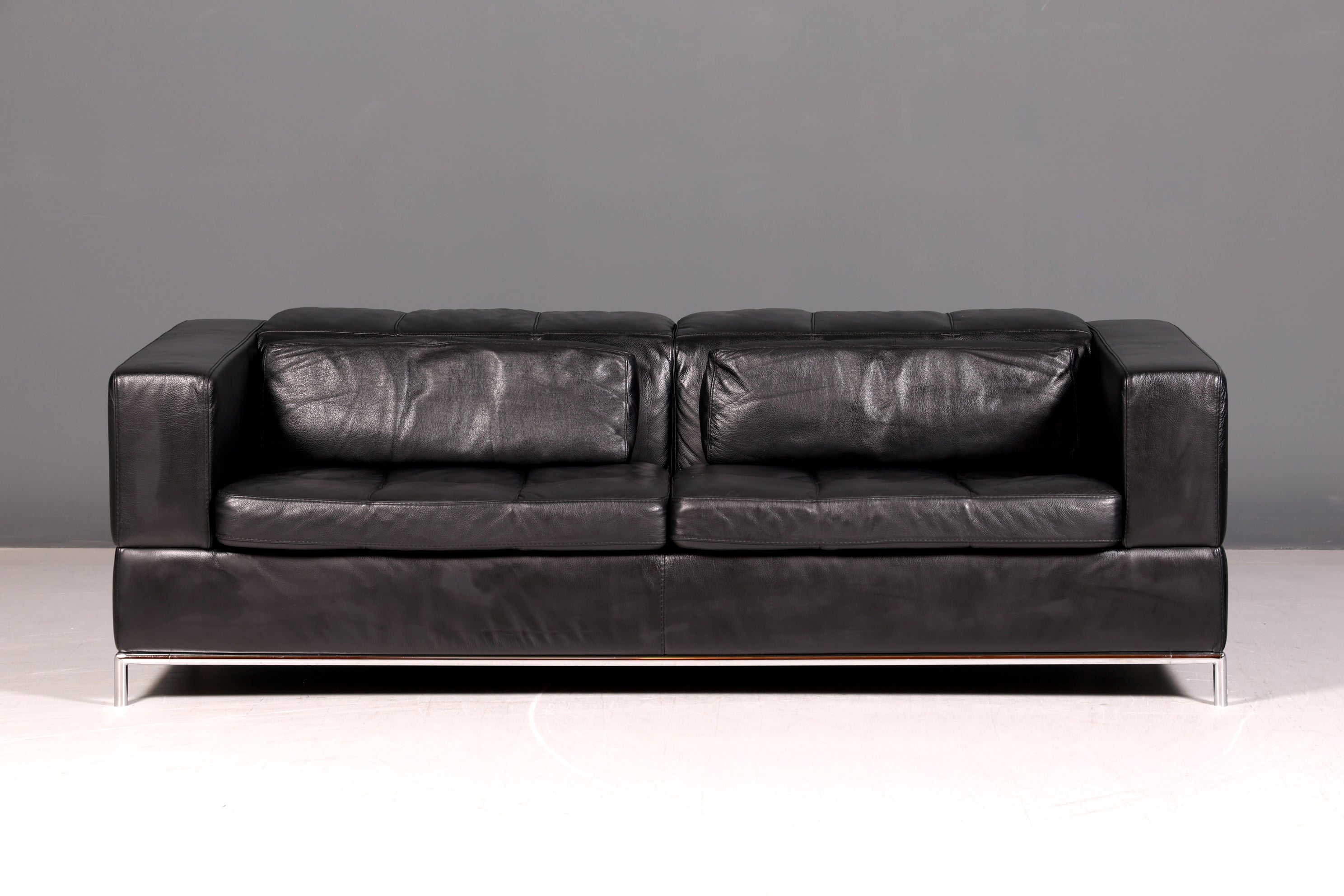 Edles MaxDivani Echtleder Sofa 3-Sitzer Designer Couch Italienisch Ledersofa Schwarz