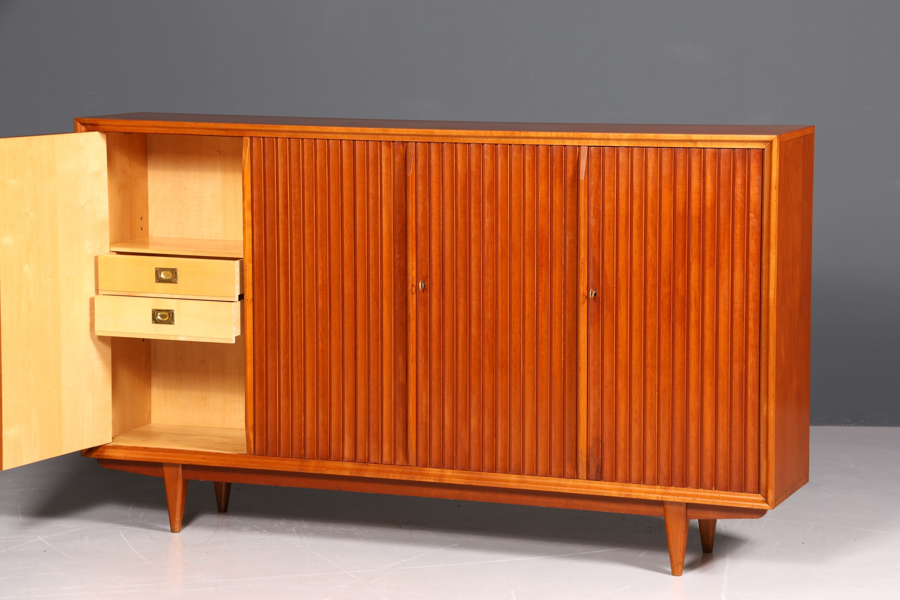 Impressive cabinet made by Leo Bub for Bub Wertmöbel, highboard, mid-century filing cabinet, linen cupboard