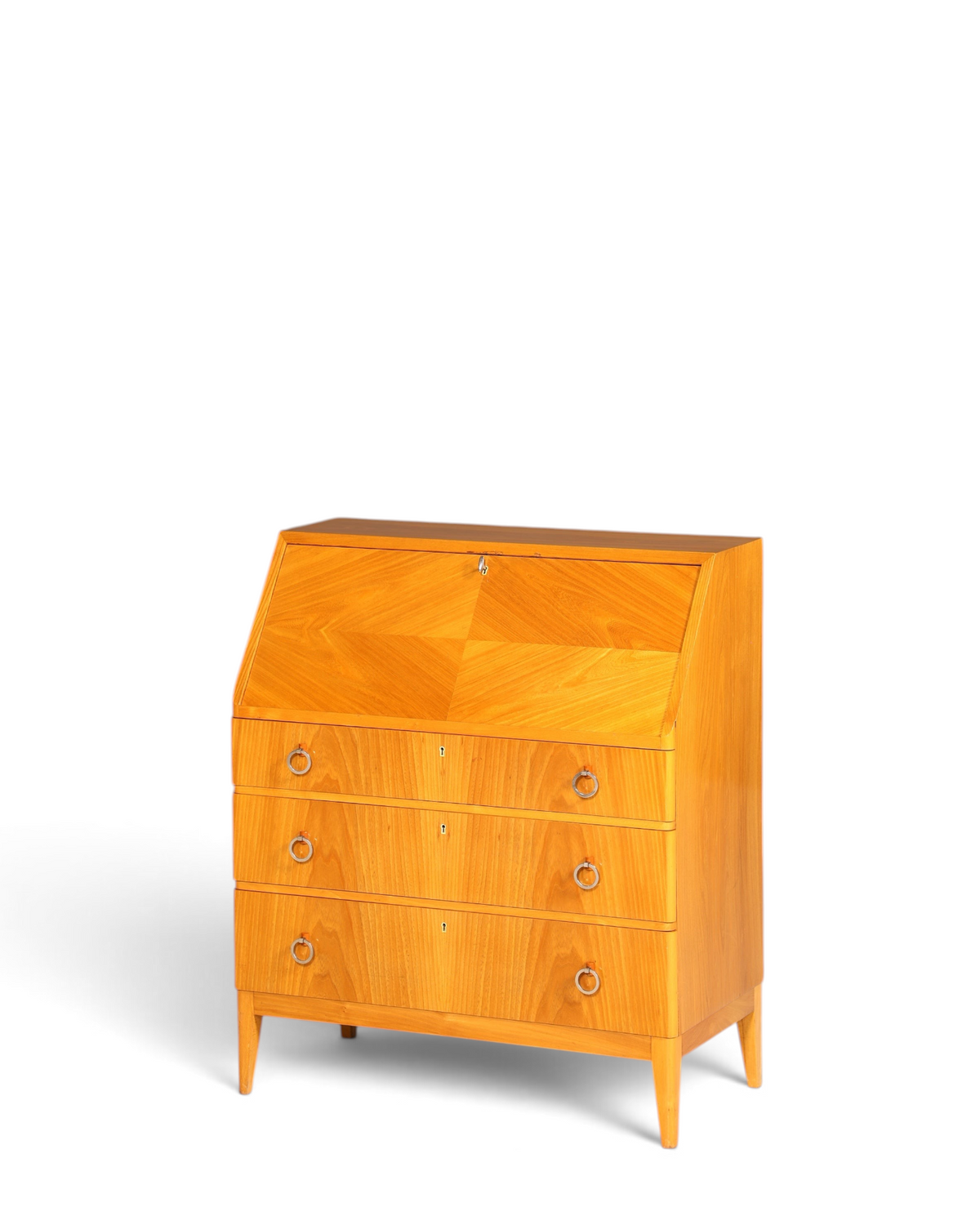 Schlichter Mid Century Sekretär Vintage Schreibmöbel echt Holz Kommode Retro Office Secretary