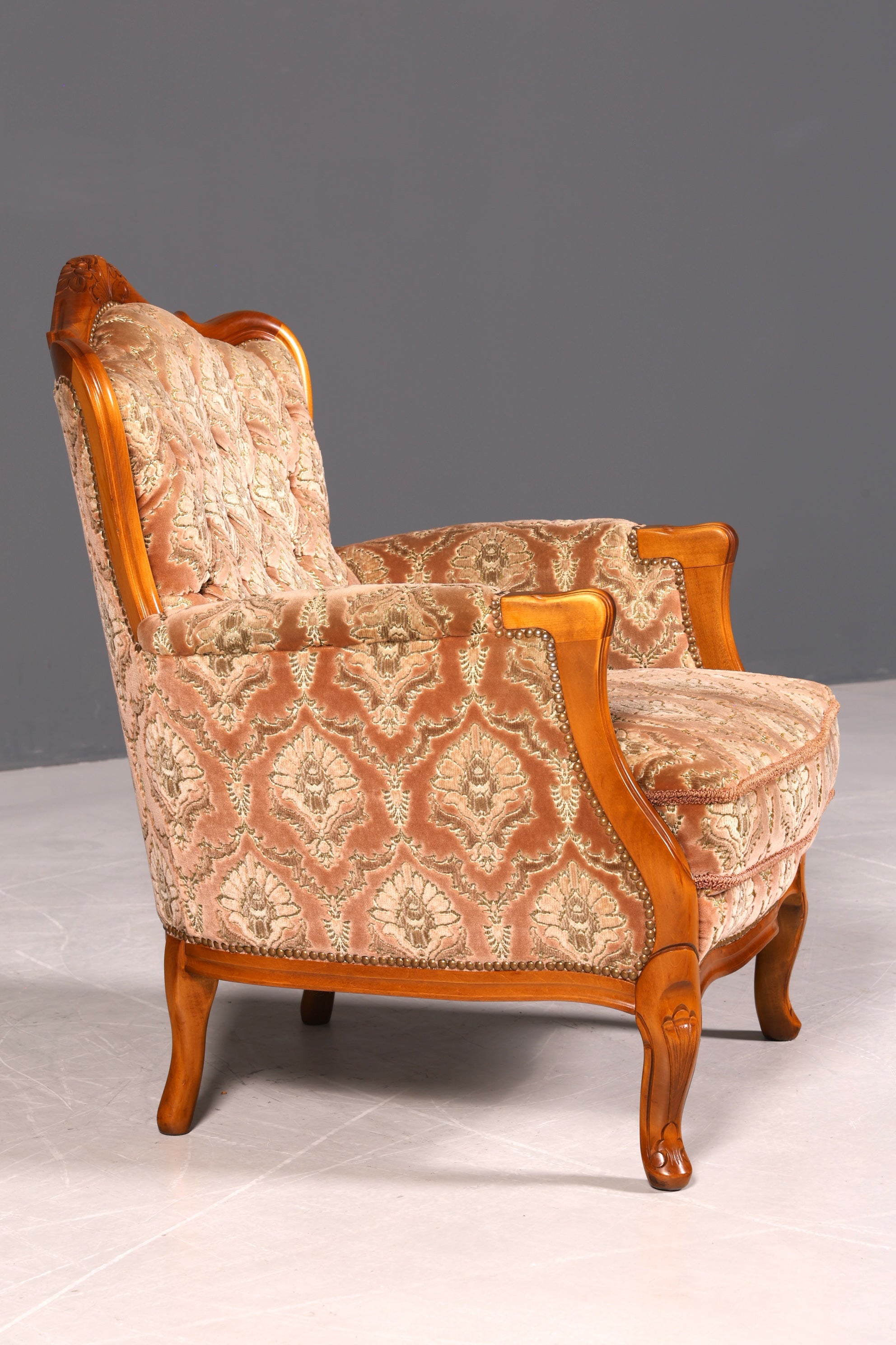 Edler Chippendale Armlehnsessel Barock Stil Sessel Armchair Samt Stoff Sessel 1 von 2