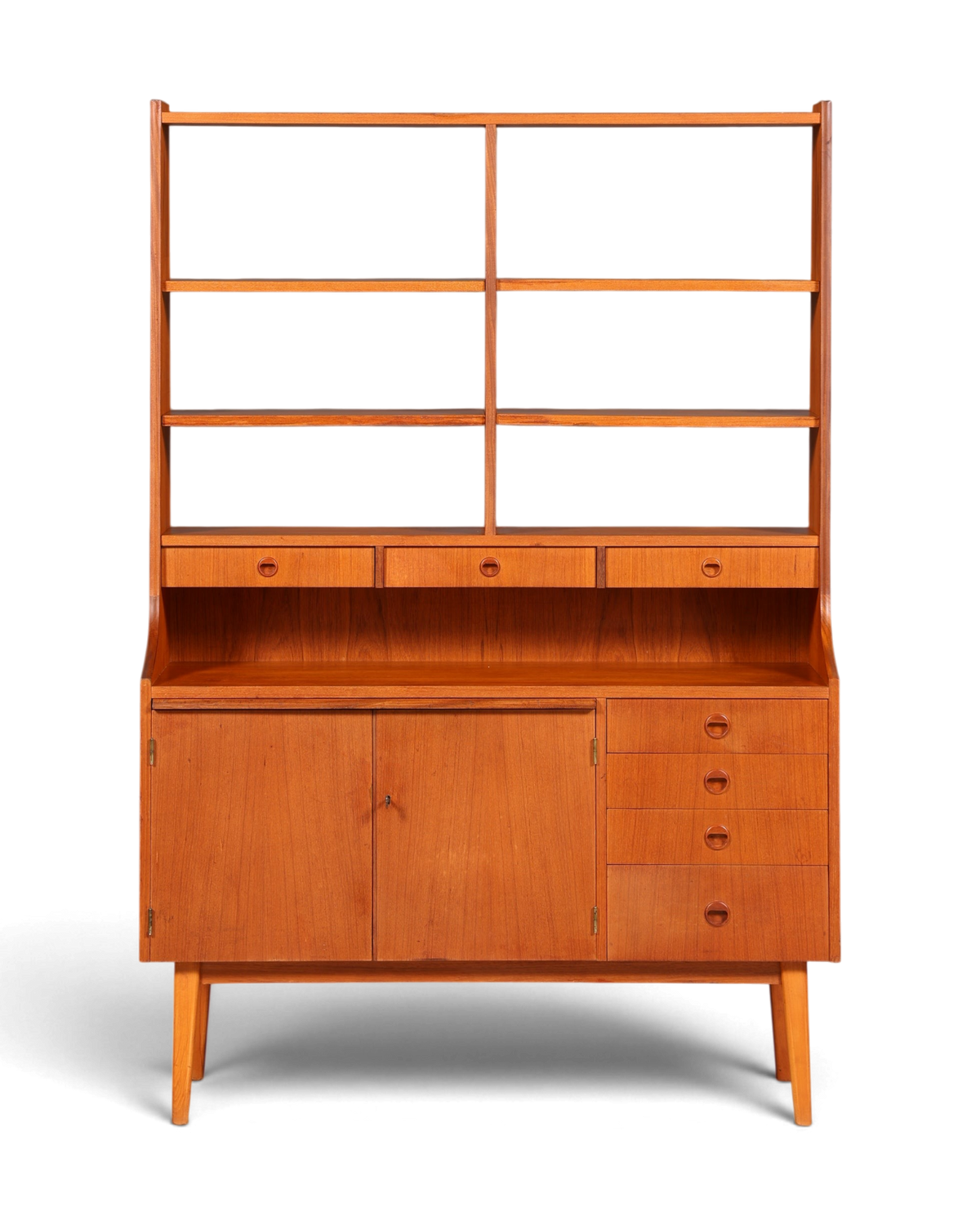Hauptstadt Möblerei vintage Mid Century highboard ahşap kitaplık, İskandinav tasarımı, ayarlanabilir raflar ve çekmeceler