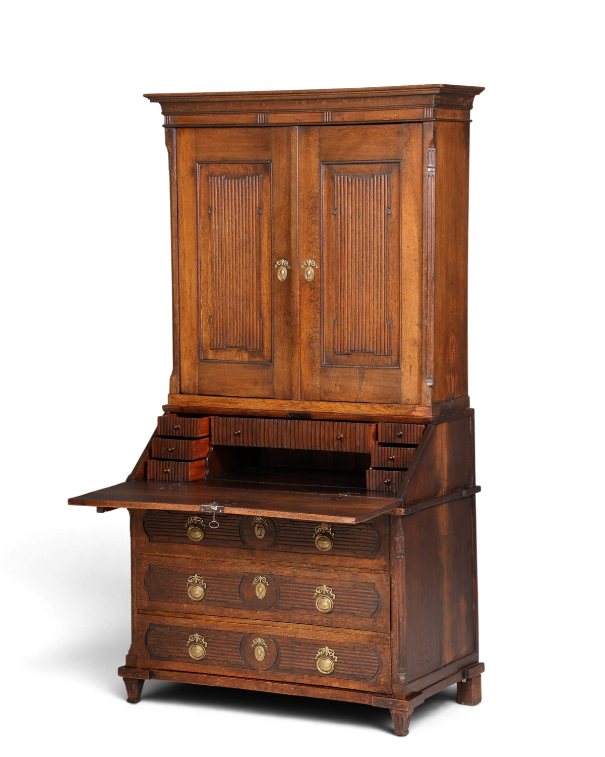 Beeindruckender Biedermeier Sekretär Louis Seize Aufsatzsekretär um 1810 Schreibkommode Büroschrank Kommode