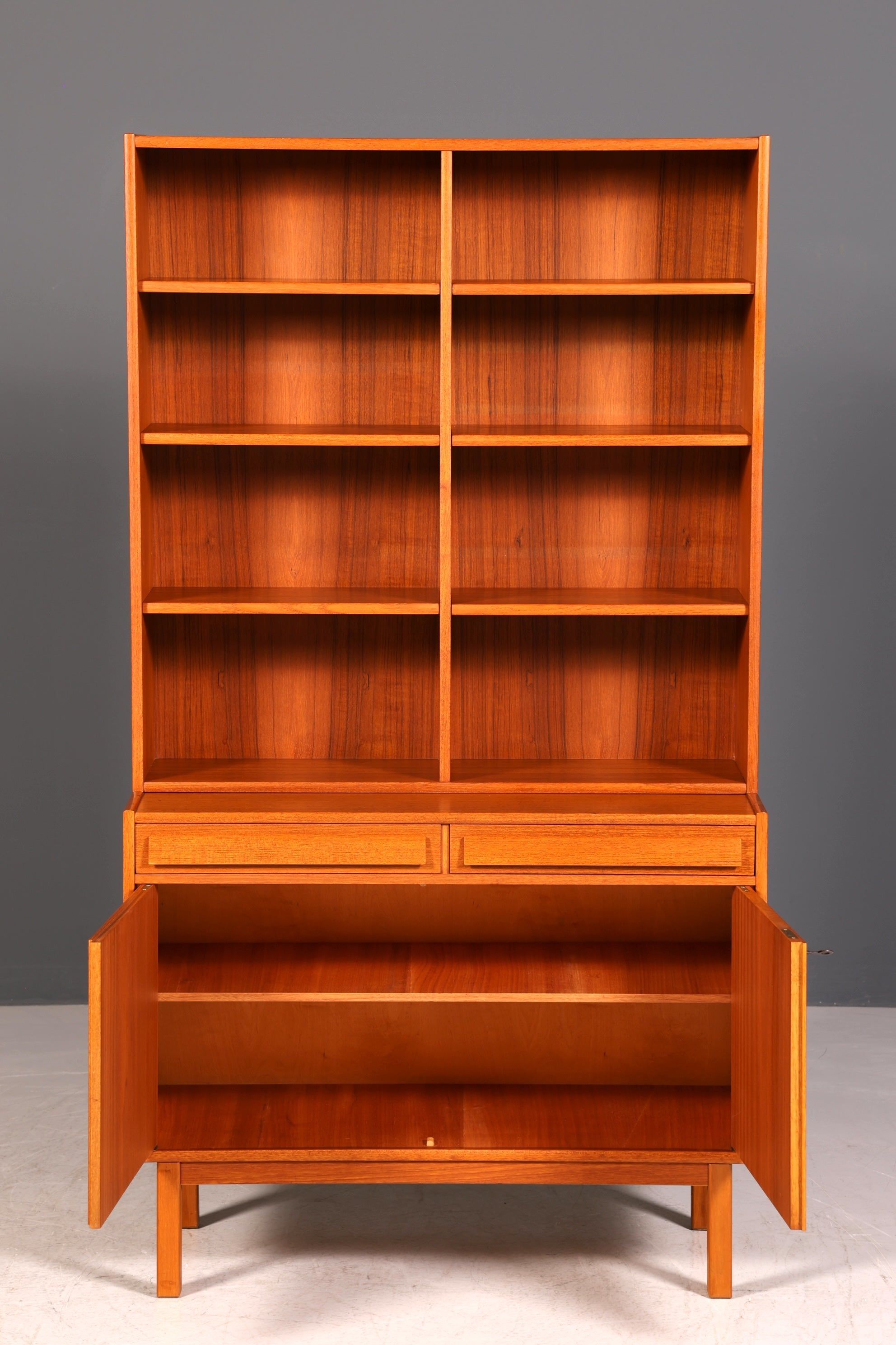 Traumhaftes Mid Century Regal Teak Holz Schrank Danish Design Retro Kommode Vintage Bücherregal 60er Jahre 1 von 2