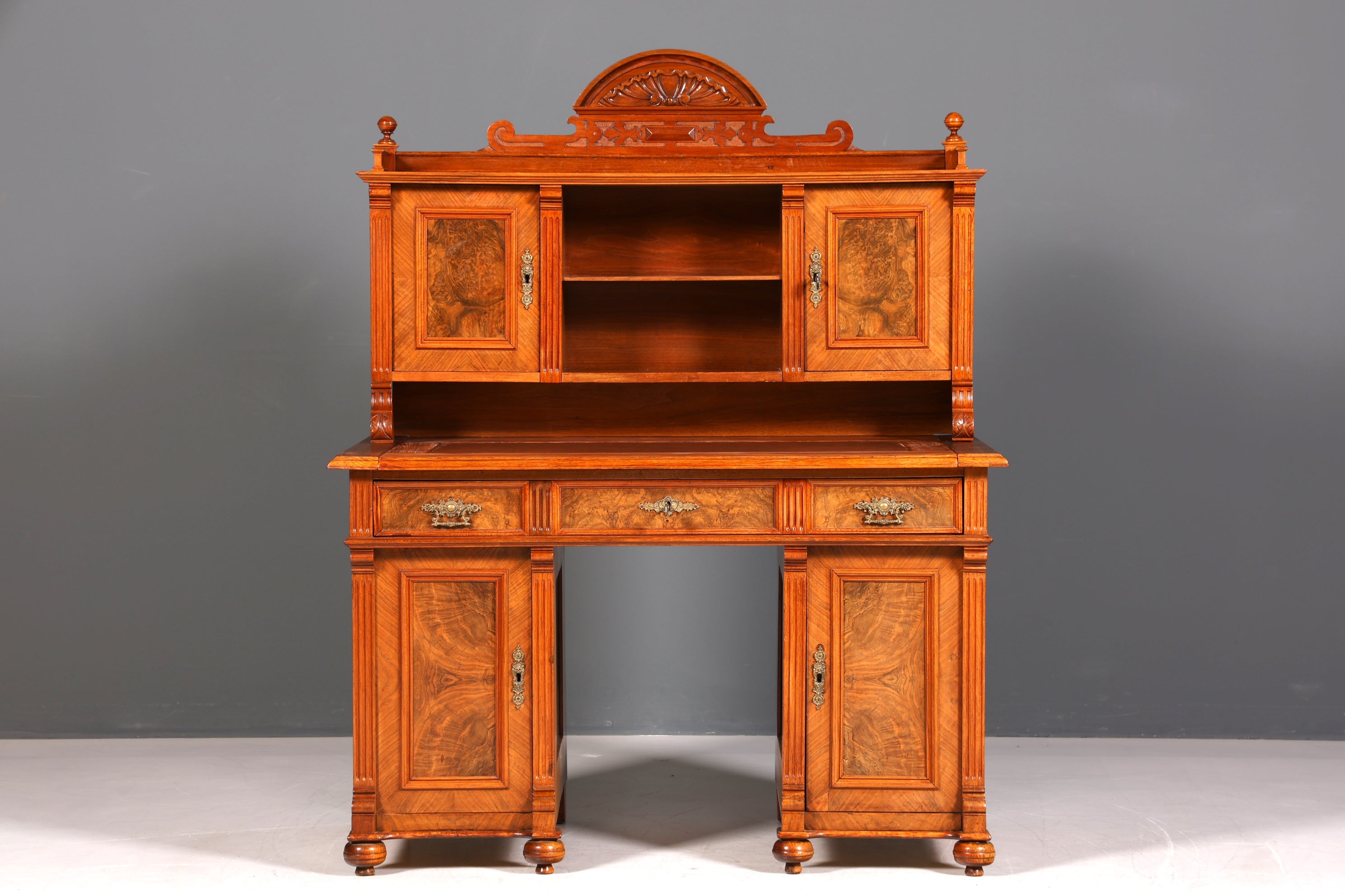 Traumhafter Gründerzeit Schreibtisch mit Aufsatz Jugendstil Bürotisch echt Holz Antik Office Desk