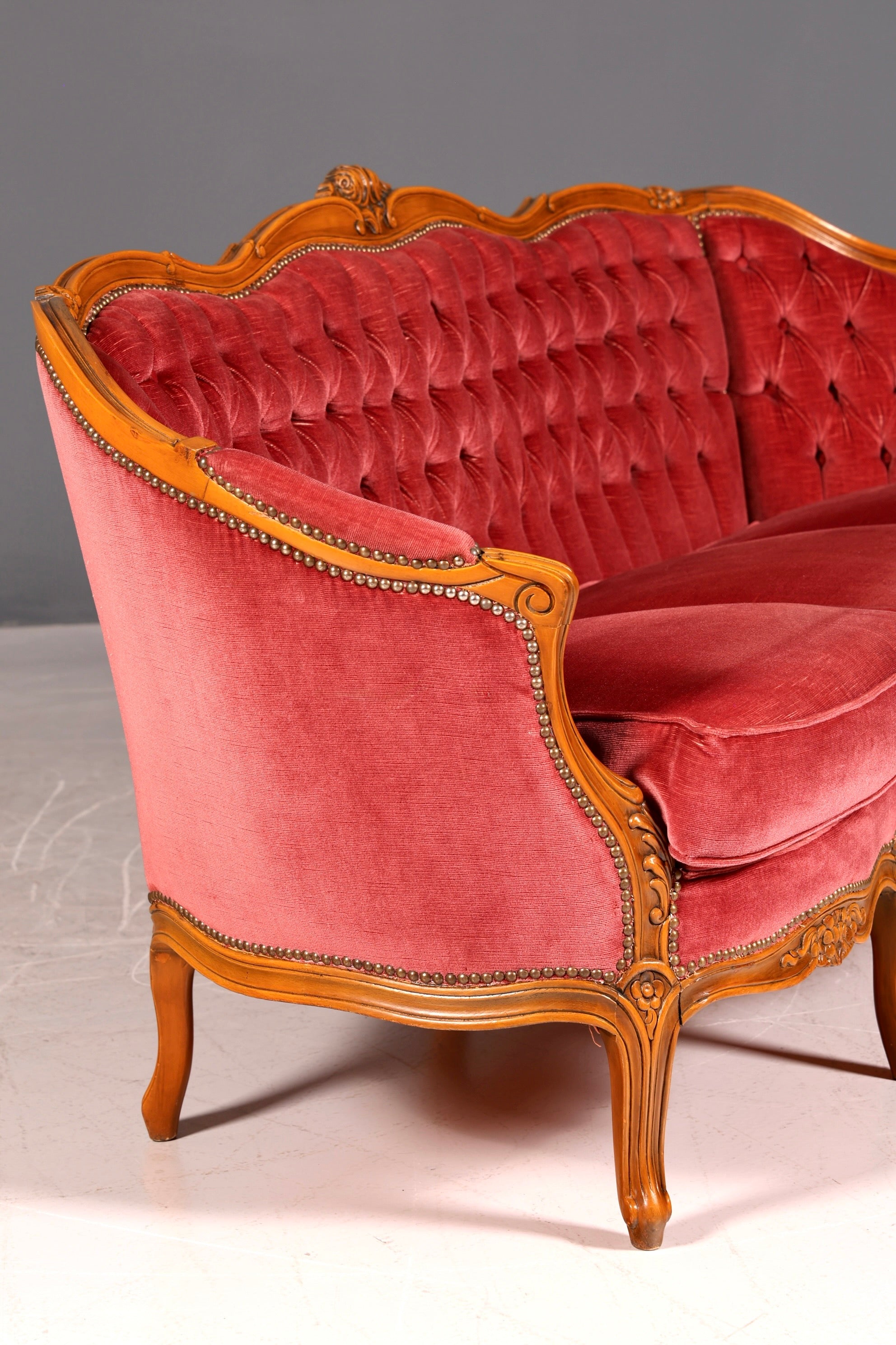 G064 Finish cm Wunderschönes Chippendale Sofa Barock Stil Couch Samt Stoff 3 Sitzer