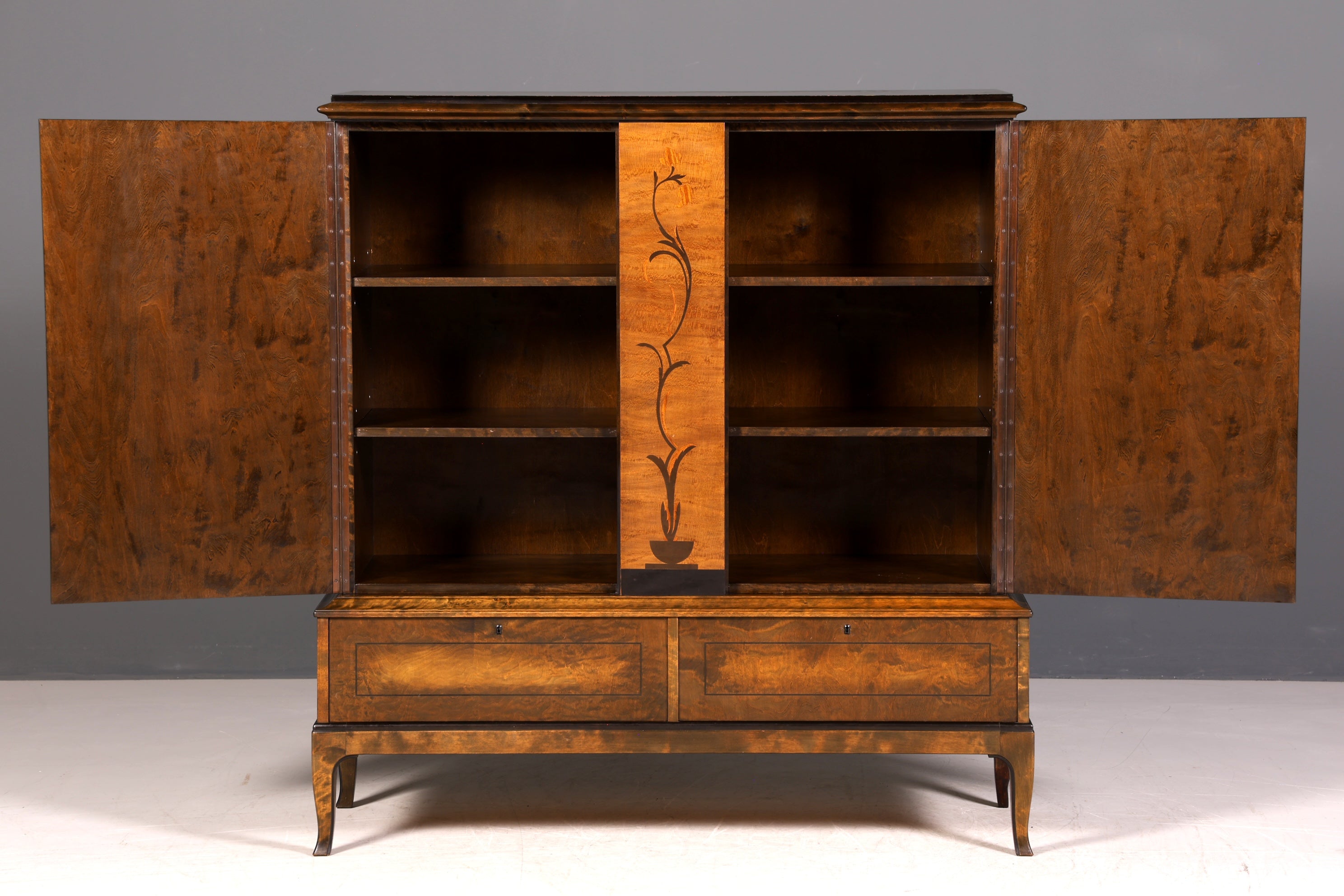 G068 Finish cm Stilvoller Original Art Deco Schrank Vertiko Sideboard um 1930 Highboard Kommode