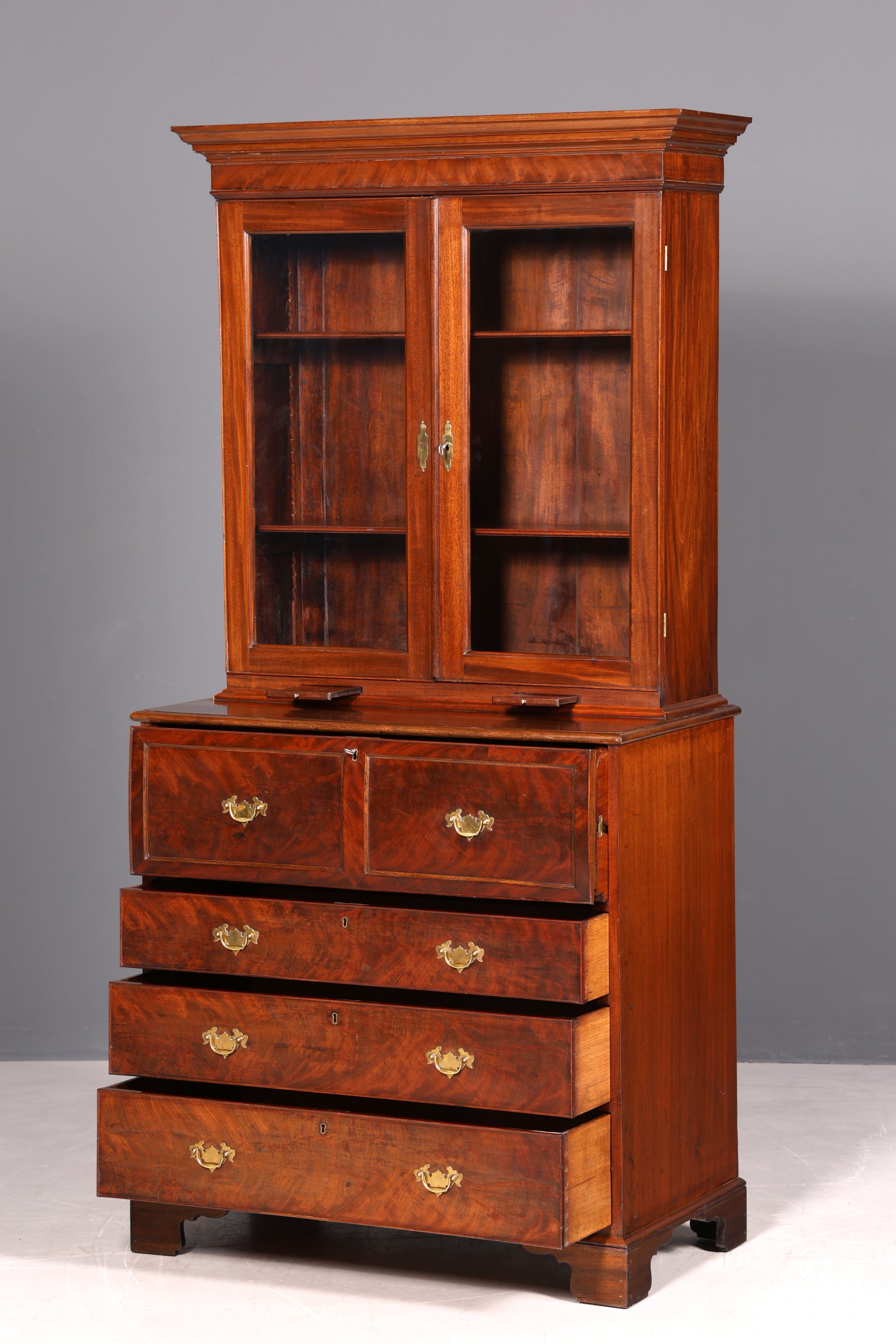 G224 Finish Wunderschöner Englischer Sekretär Büro Aufsatzsekretär Antik 60S Vitrinen Schrank UK (Kopie)