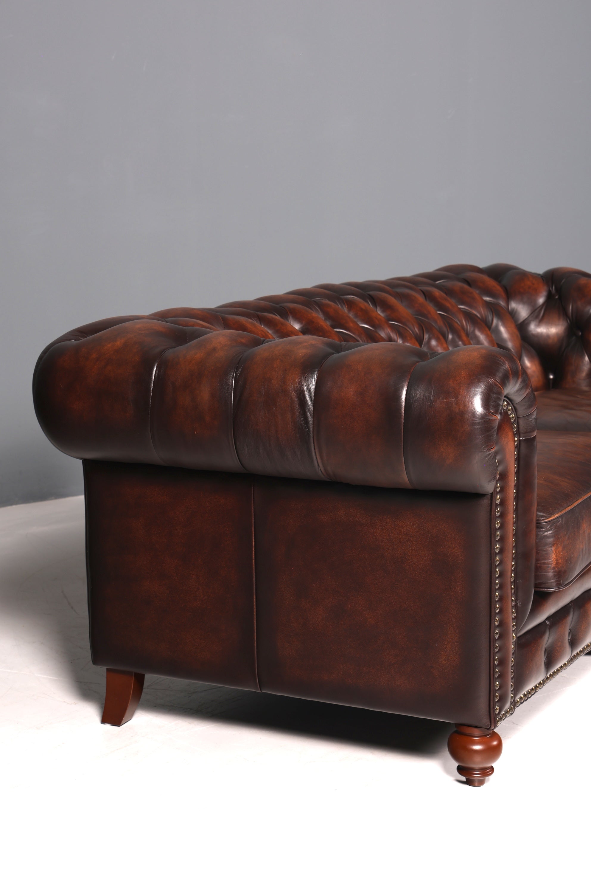 F965 Finish cm Wunderschönes Original Chesterfield 2er Sofa Englisch Oxblood Leder 2- Sitzer Couch