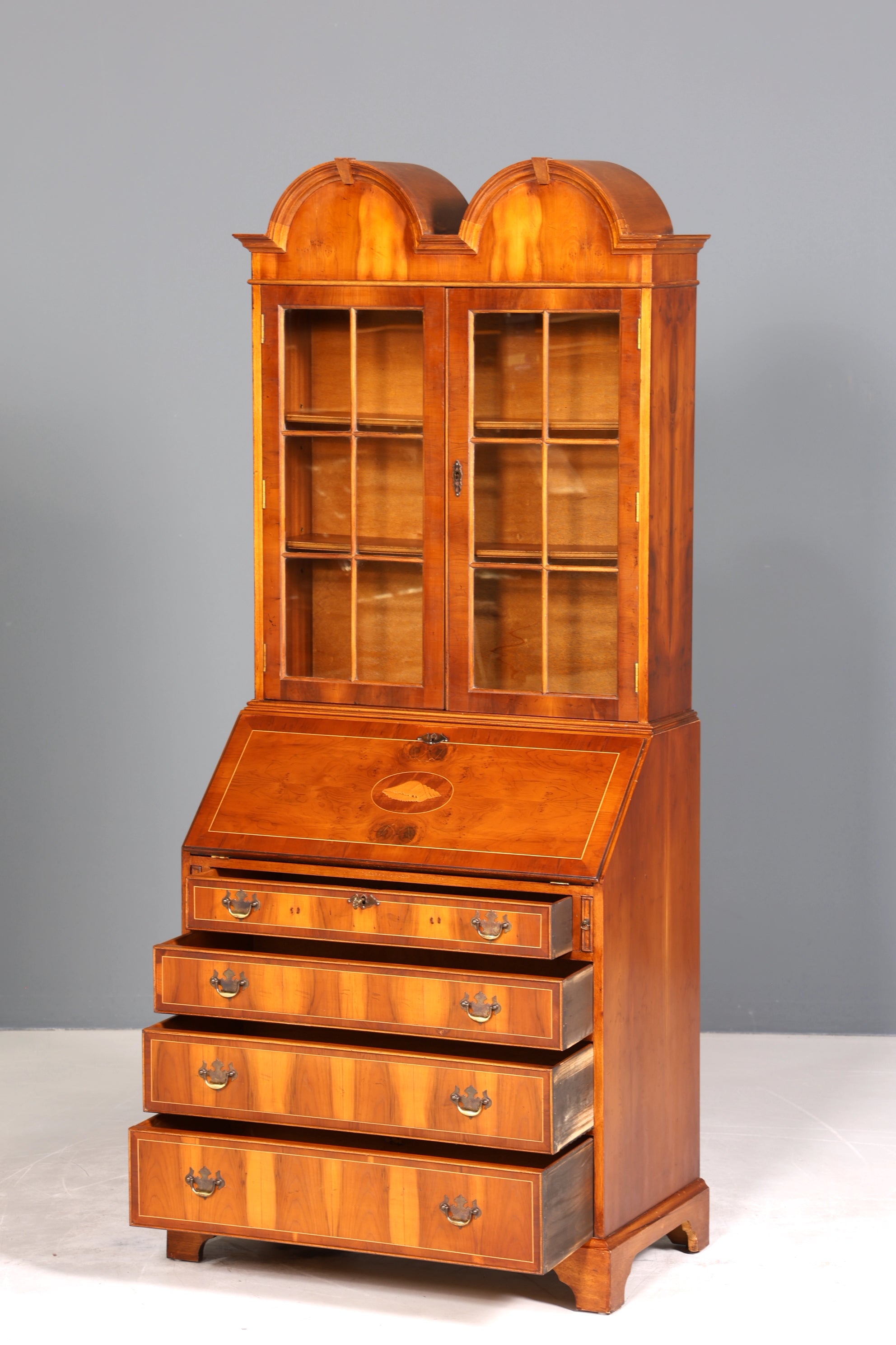 Stilvoller Englischer Sekretär Büro Aufsatzsekretär Eibe Antik Stil Vitrinen Schrank UK