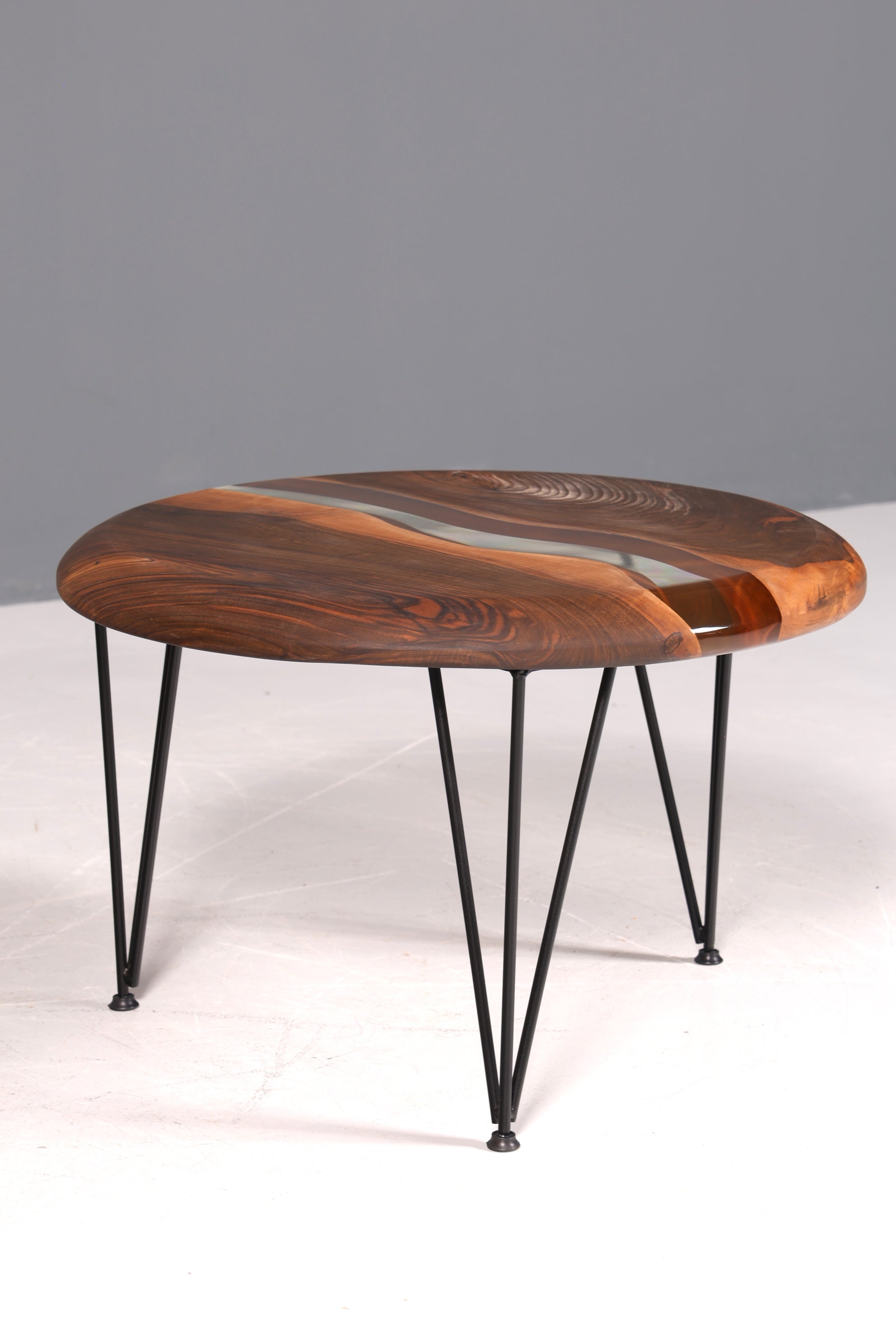 Unique epoxy resin coffee table walnut table side table green storage table