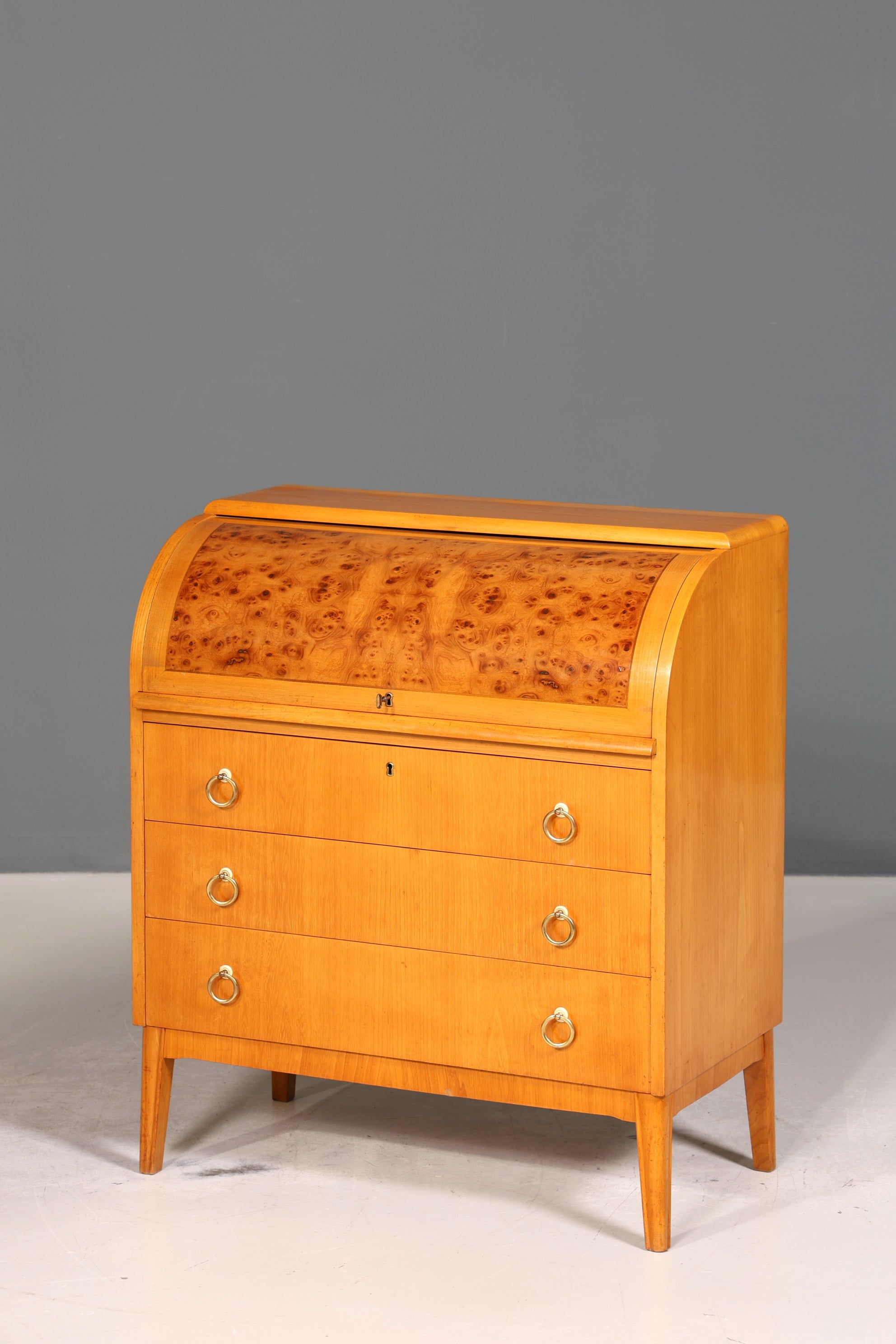 Wunderschöner Mid Century Rollladen Sekretär echt Holz Büro Schrank Retro Schreibkommode