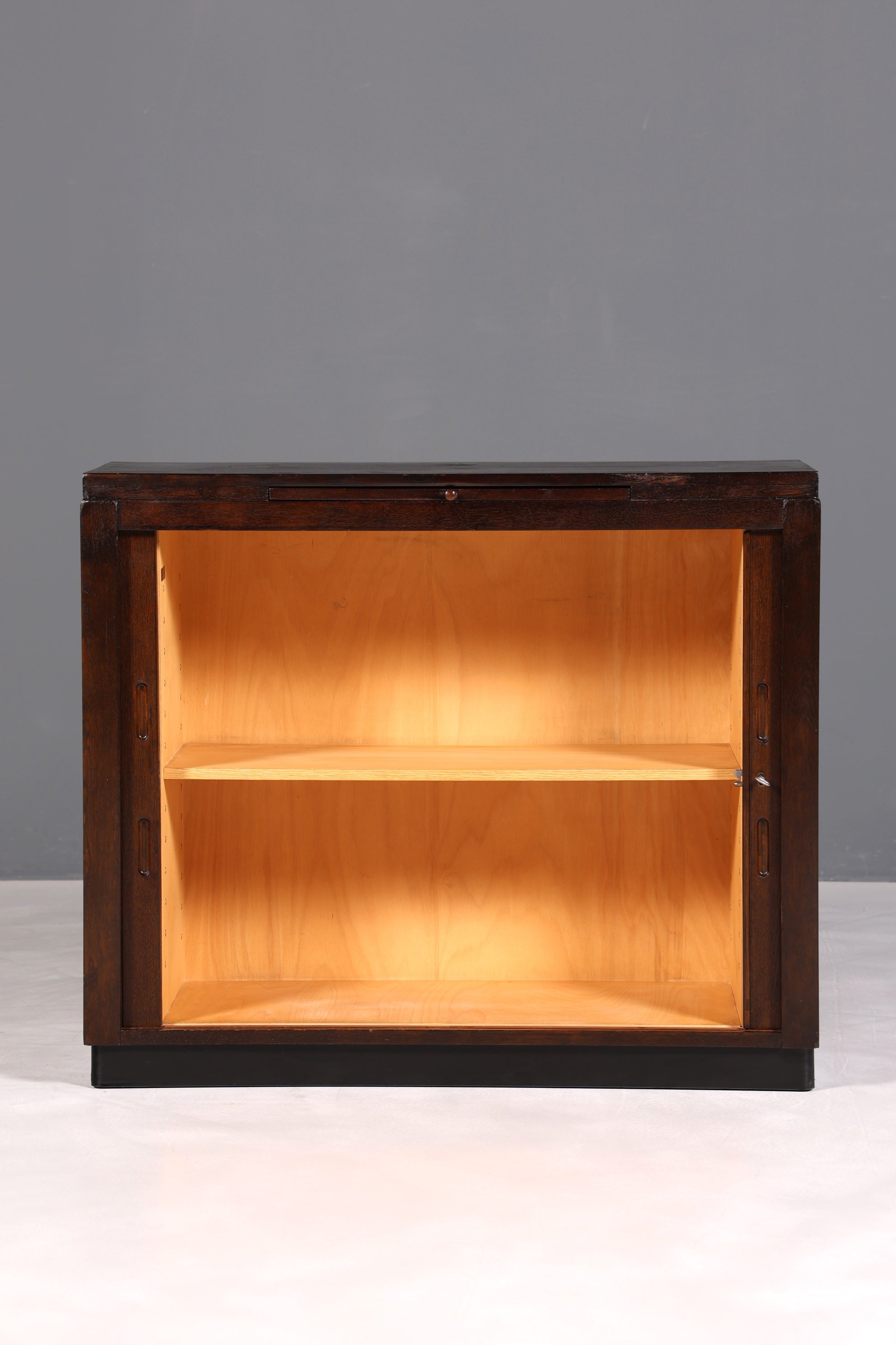 F897 Finish cm Schlichter Mid Century Rollladenschrank Bauhaus Apothekerschrank Art Deco Büro Aktenschrank