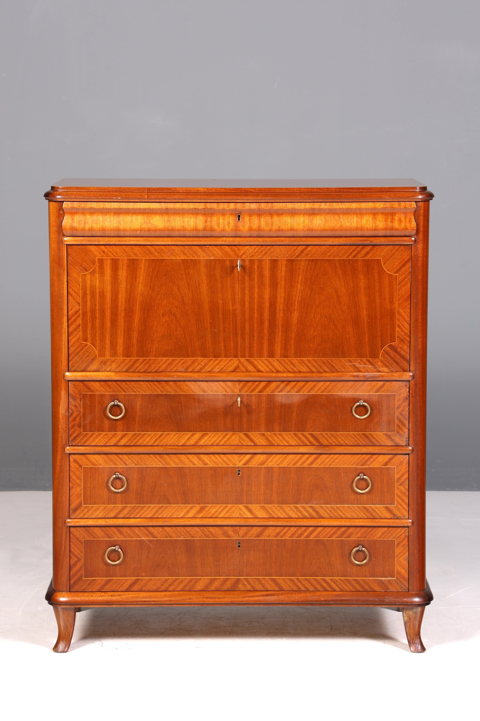 Beautiful antique-style secretary desk, office chest of drawers, Art Deco style, 1950s vertiko writing desk, chest of drawers