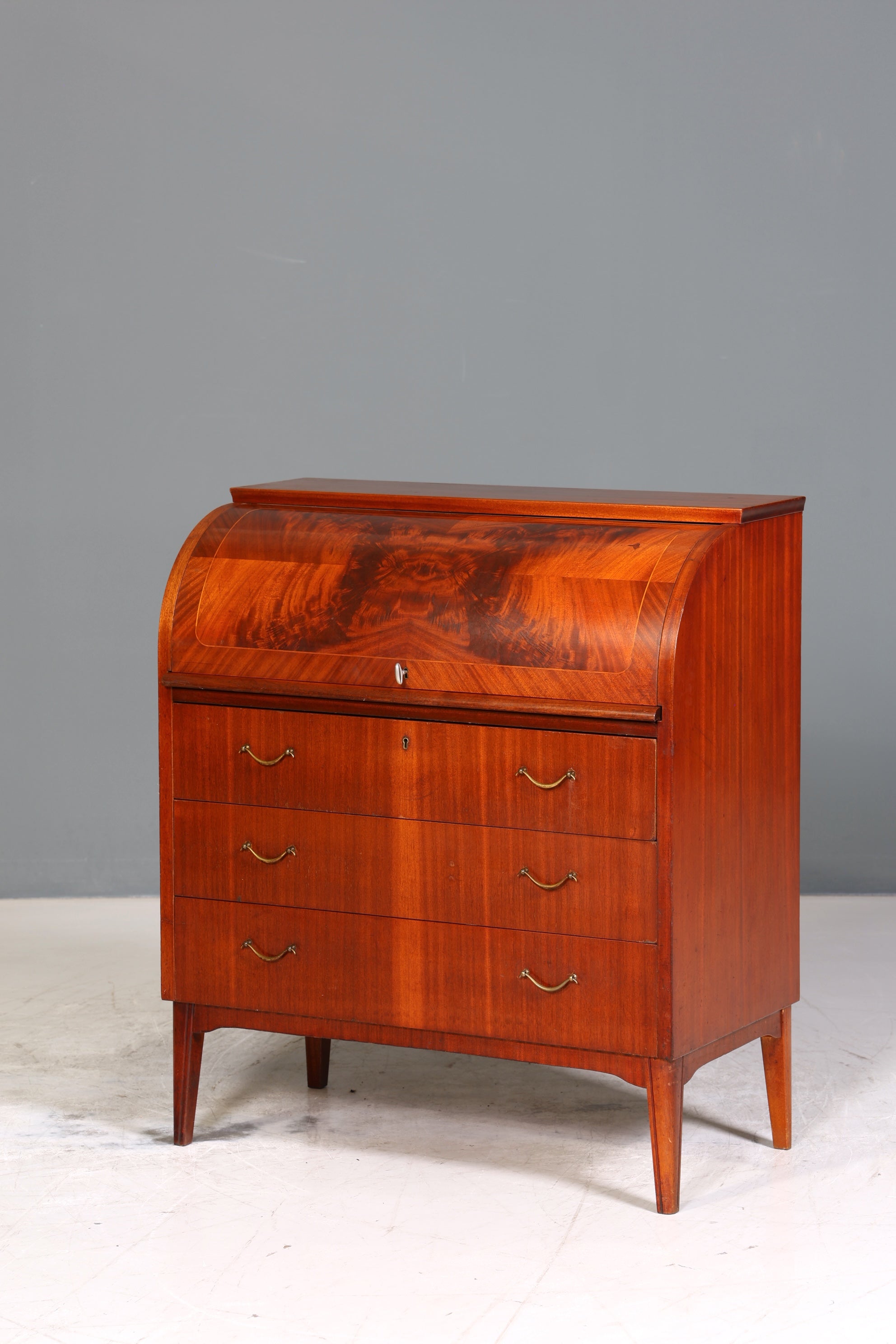 Traumhafter Mid Century Rollladen Sekretär Danish Design echt Holz Rollladen Kommode