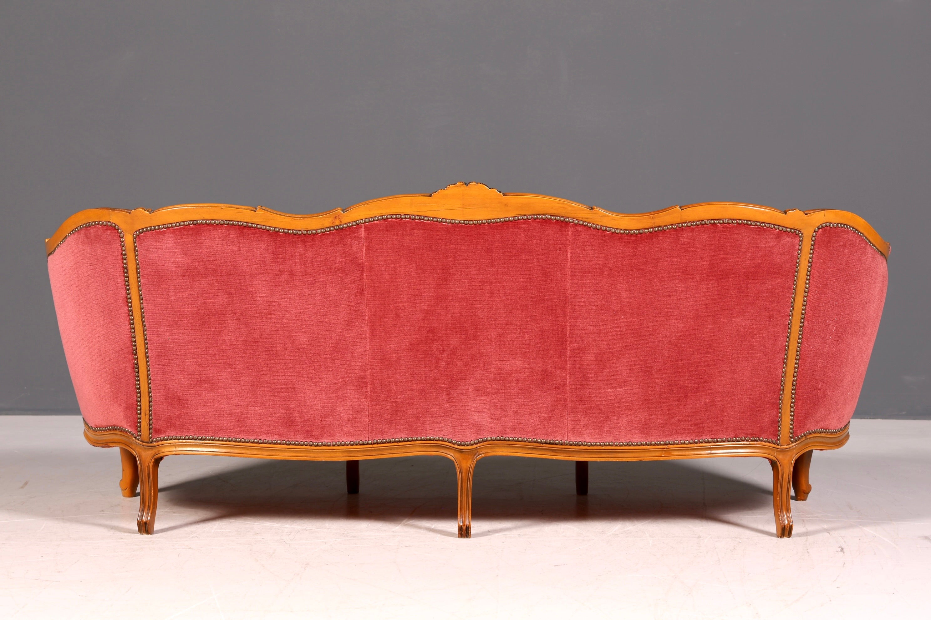 G064 Finish cm Wunderschönes Chippendale Sofa Barock Stil Couch Samt Stoff 3 Sitzer