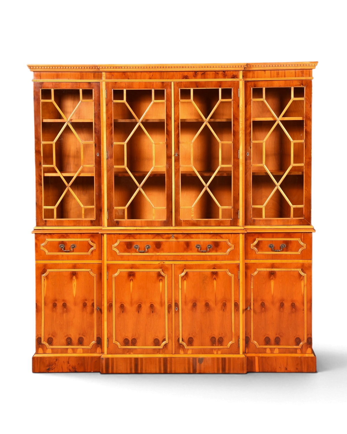 Traumhafte Englische Vitrine Bücherschrank Buffet Antik Stil Englisch Eibe Glasvitrine Bibliothek